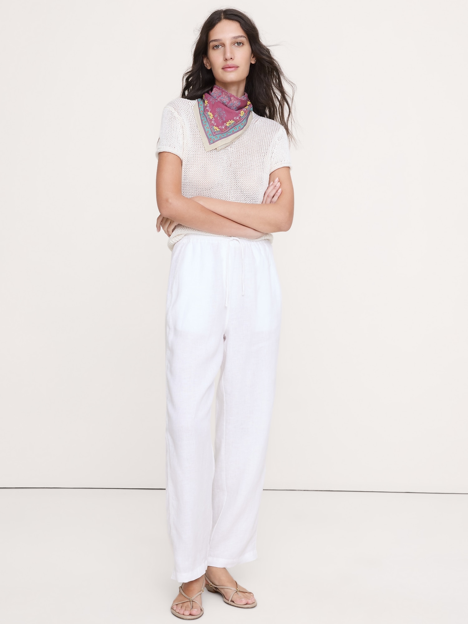 The Getaway Straight-Leg Pull-On Pant in Linen