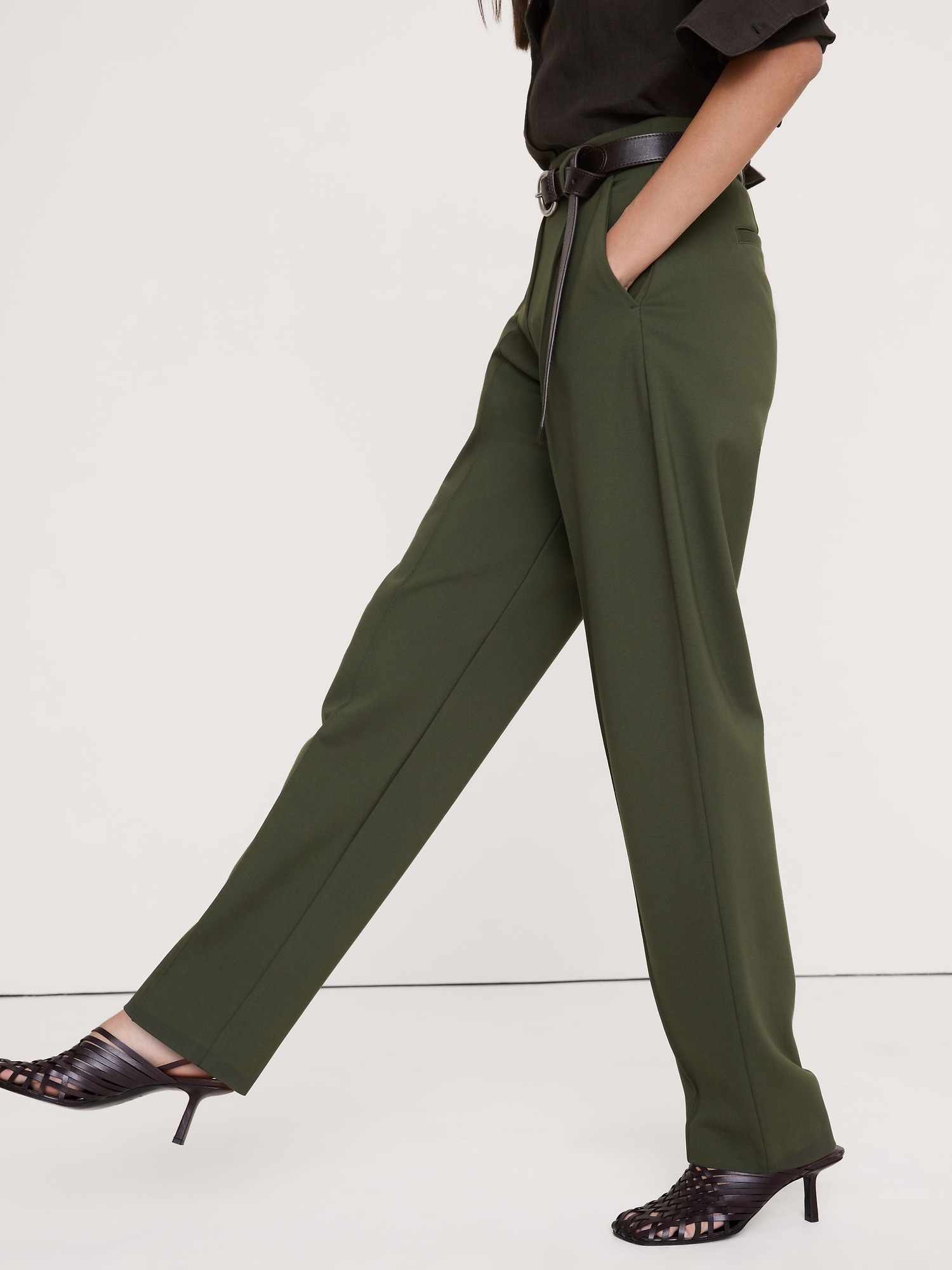 Image number 8 showing, High-Rise Tapered Drapey Ponte Pull-On Pant