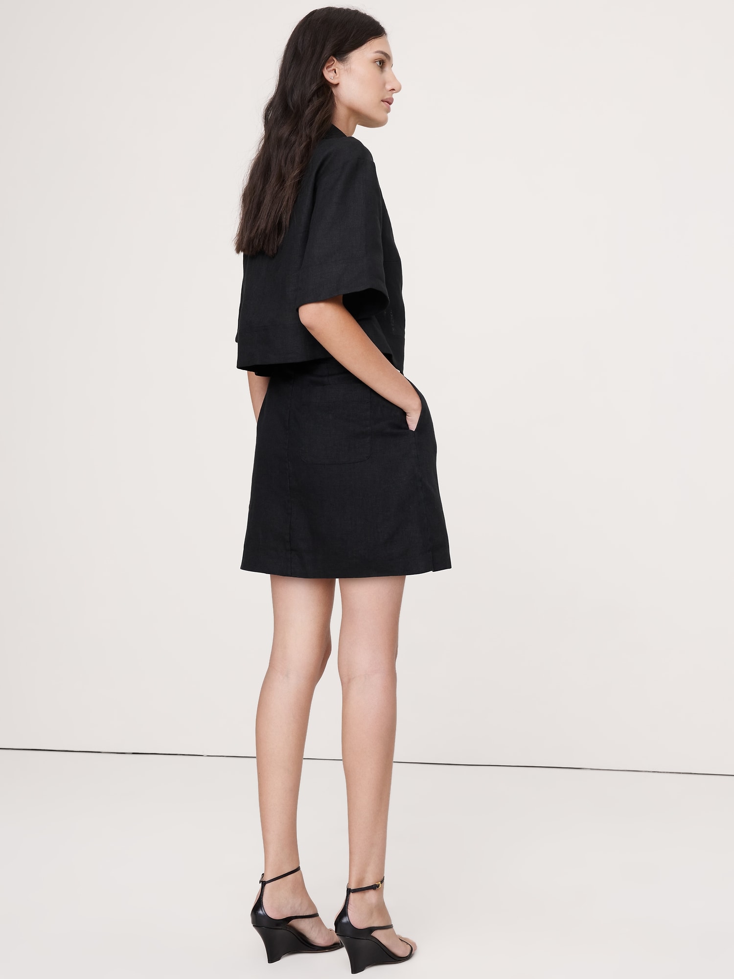 Image number 2 showing, Linen Wrap Mini Skirt