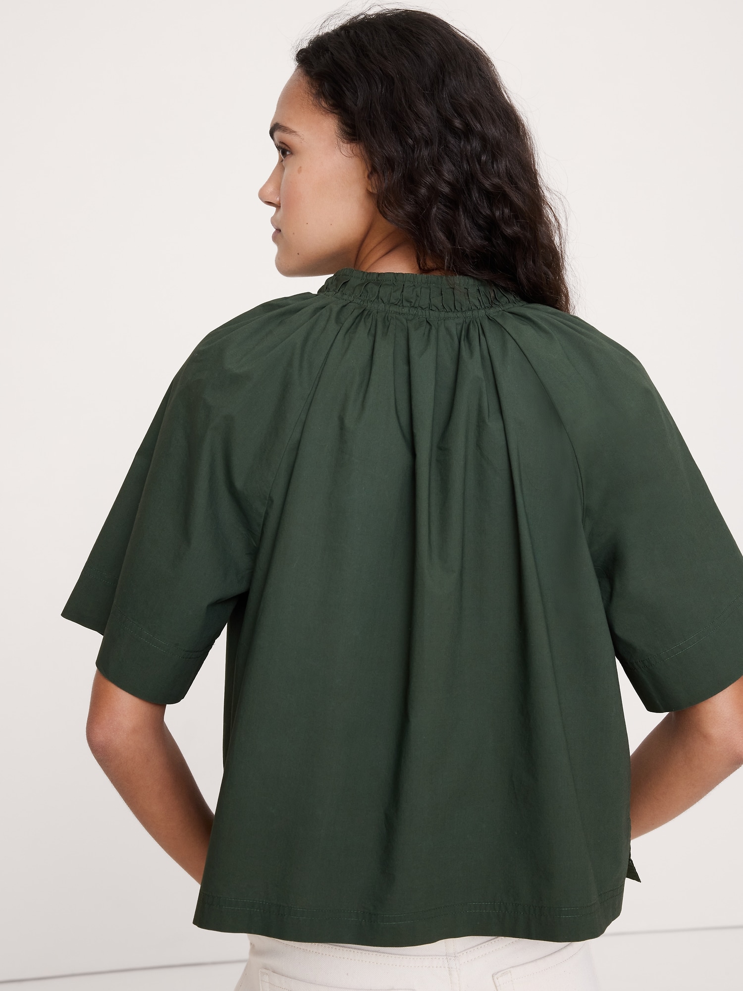 L'image numéro 2 présente Haut à encolure fendue en popeline de coton