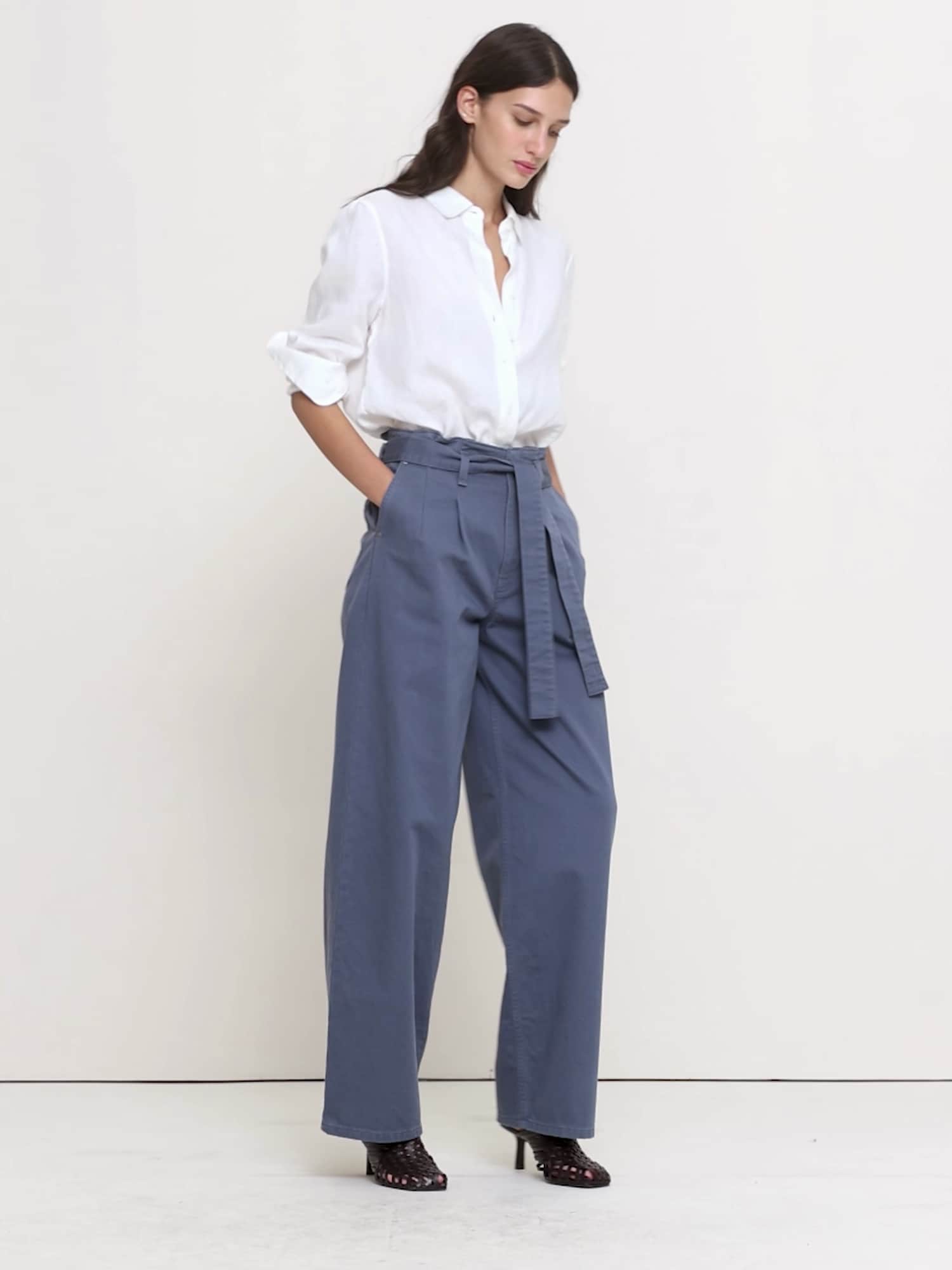 High-Rise Straight-Leg Paperbag Pant