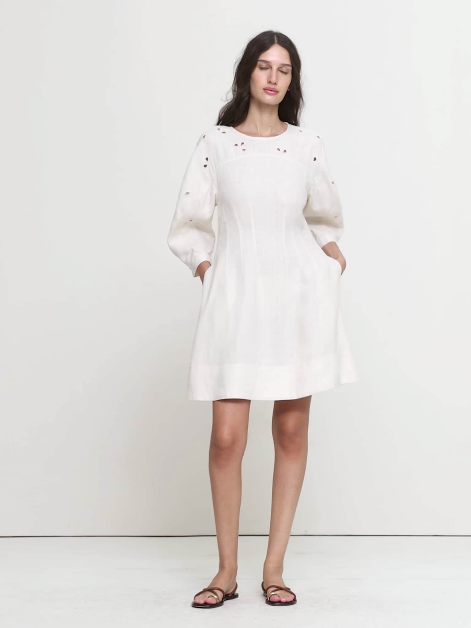 Eyelet Linen Mini Dress