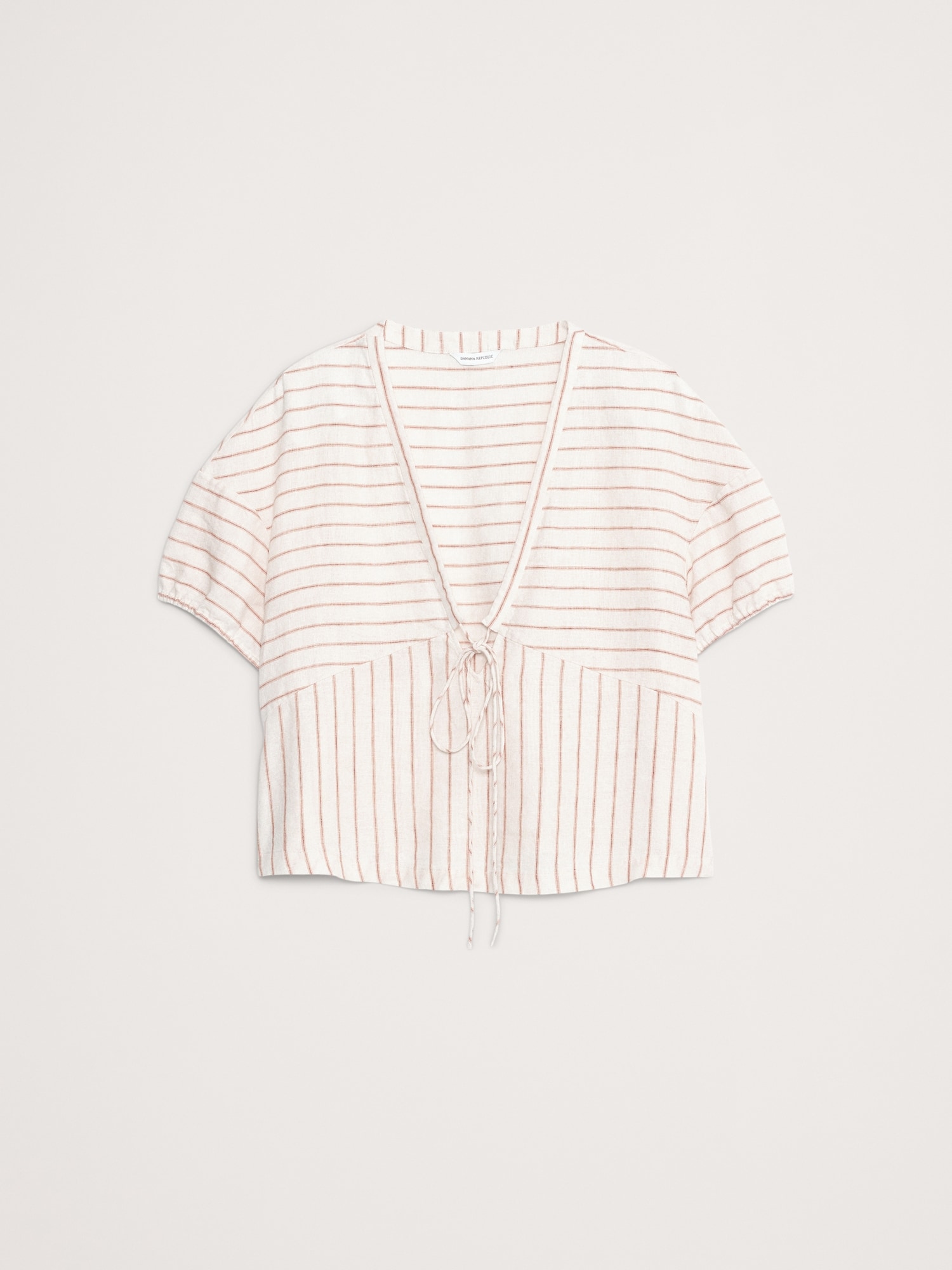 L'image numéro 8 présente Haut à encolure en V à nouer à l’avant en lin