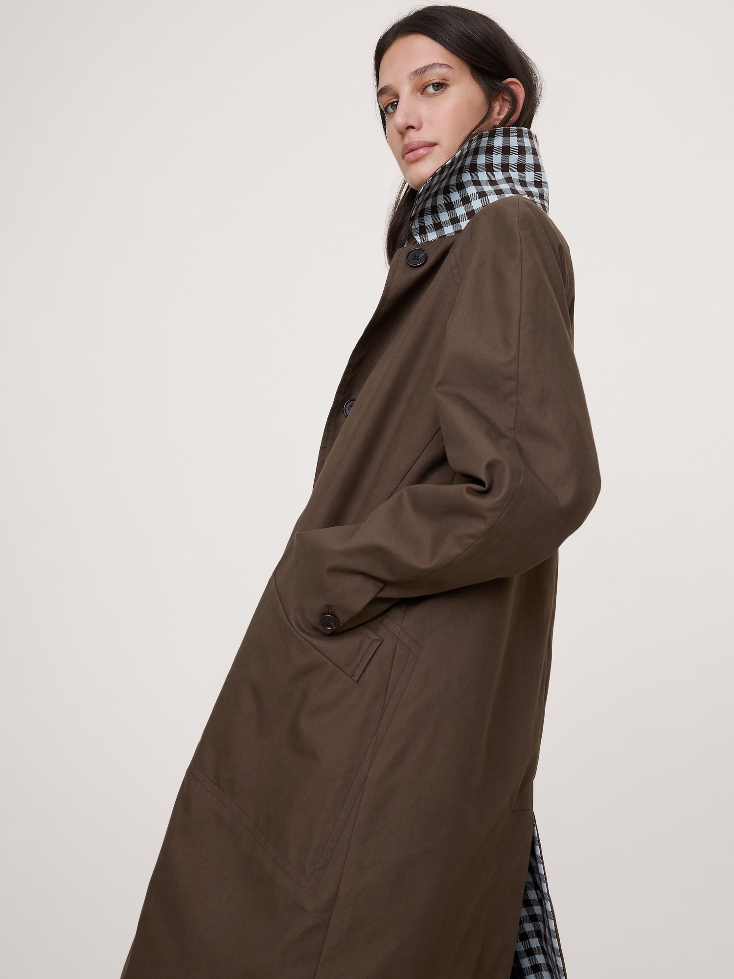 MANTEAU TROIS-QUARTS RÉVERSIBLE EN COTON