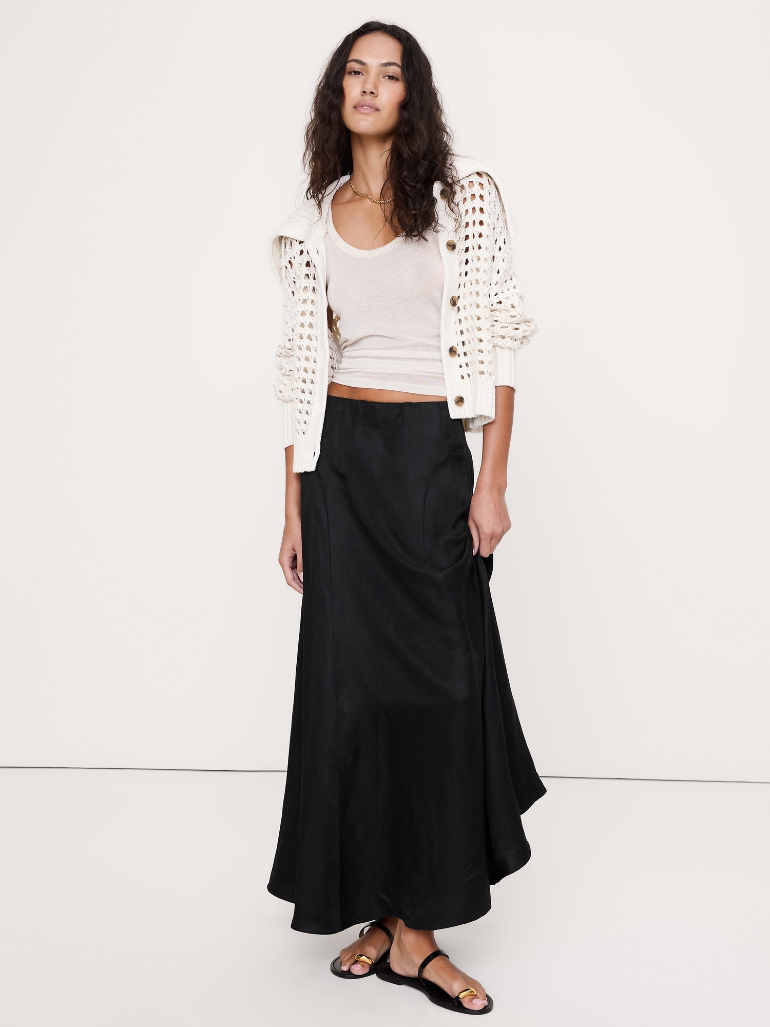 Viscose-Linen Maxi Skirt