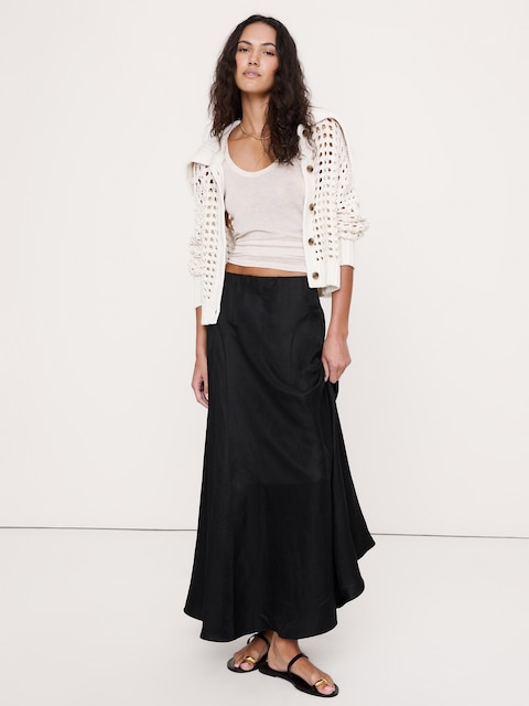 JUPE LONGUE EN LIN ET VISCOSE