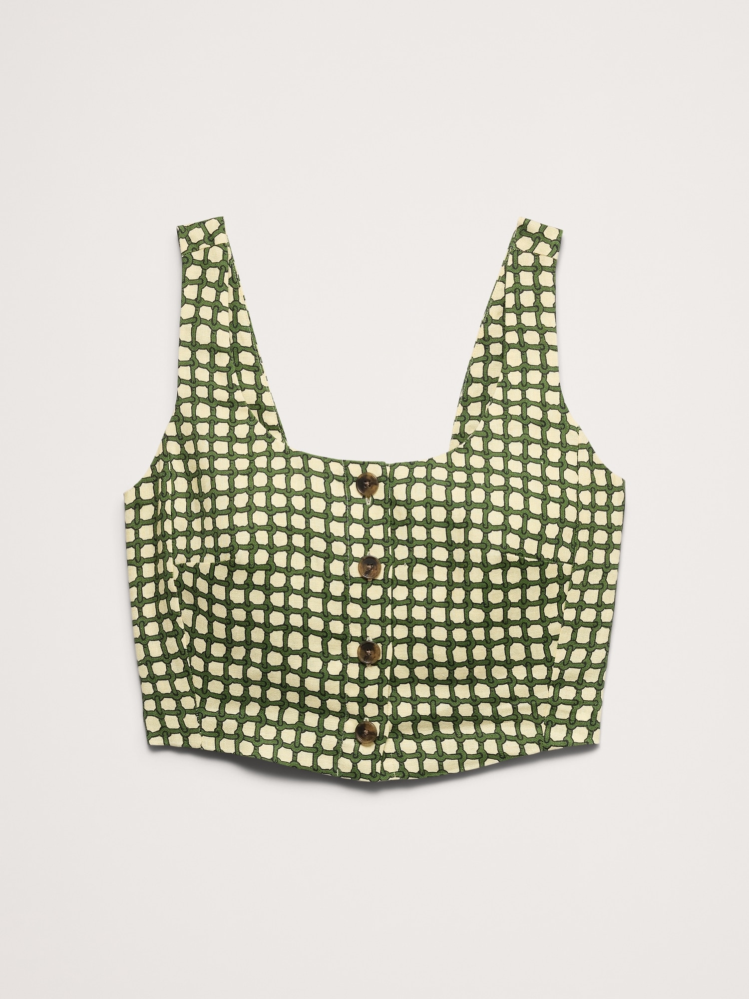 L'image numéro 7 présente Camisole courte en lin à encolure carrée