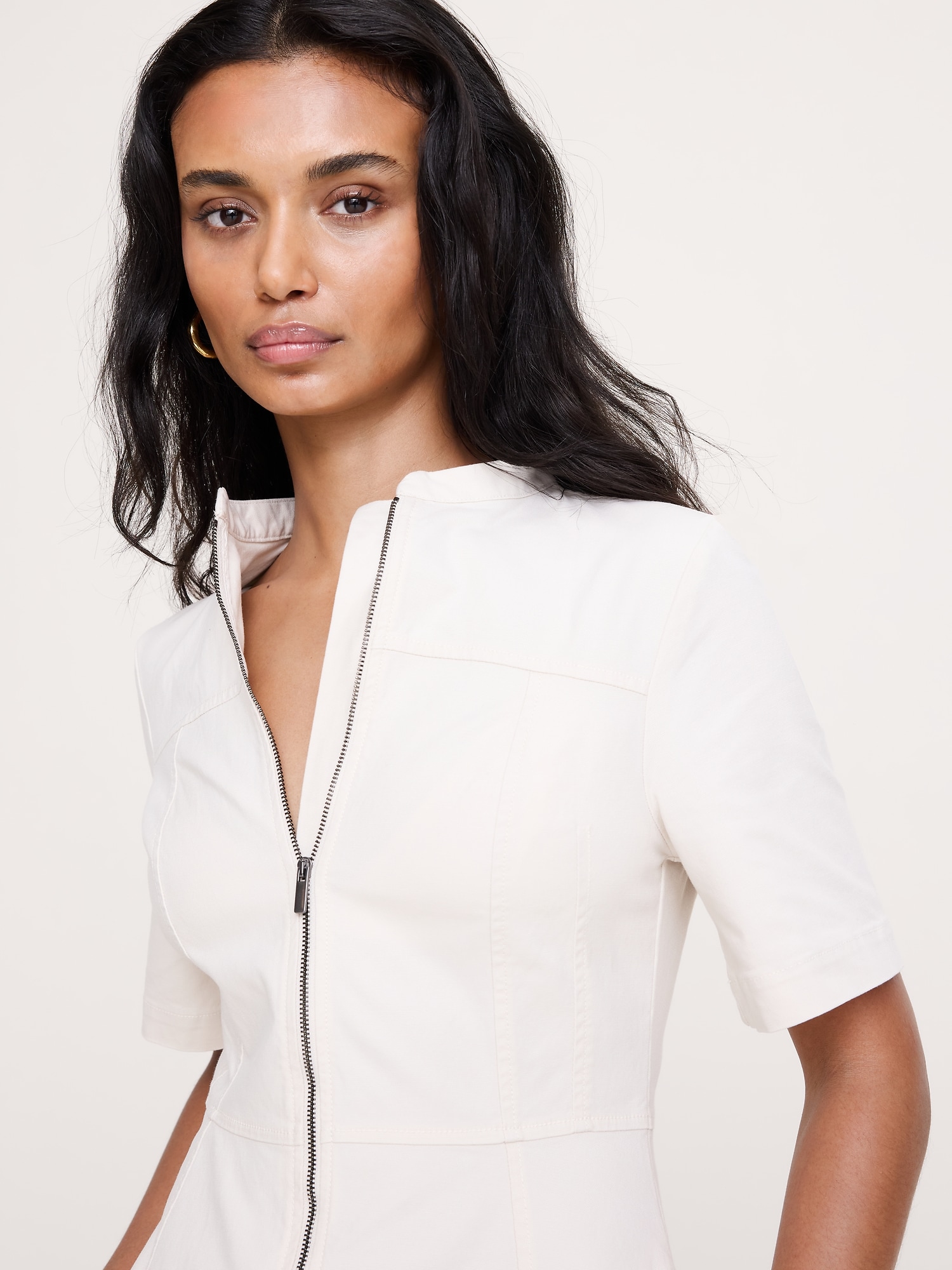 L'image numéro 6 présente Robe longue en toile de coton à glissière