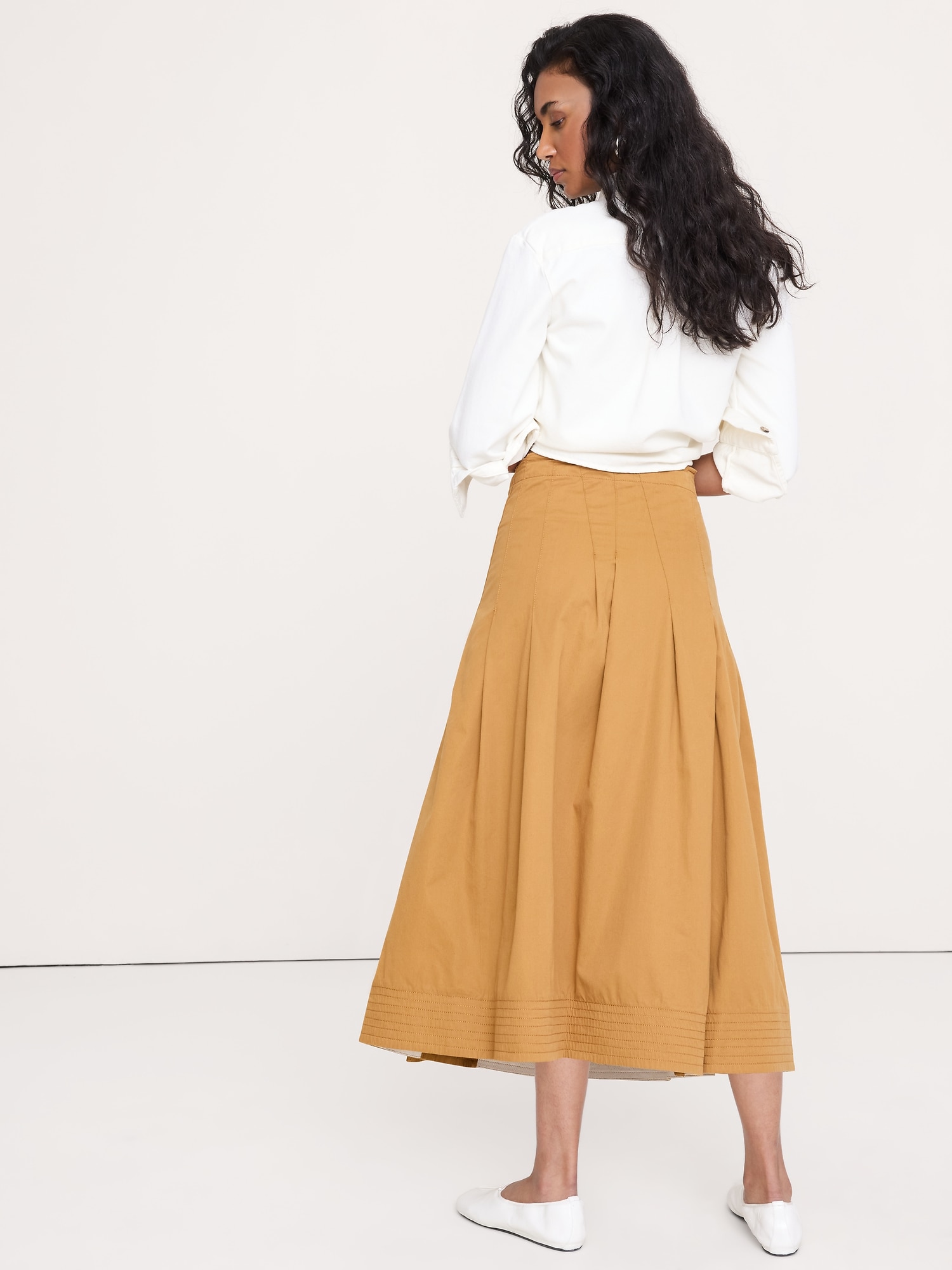 Image number 2 showing, Cotton Twill Asymmetrical Pleated Skirt