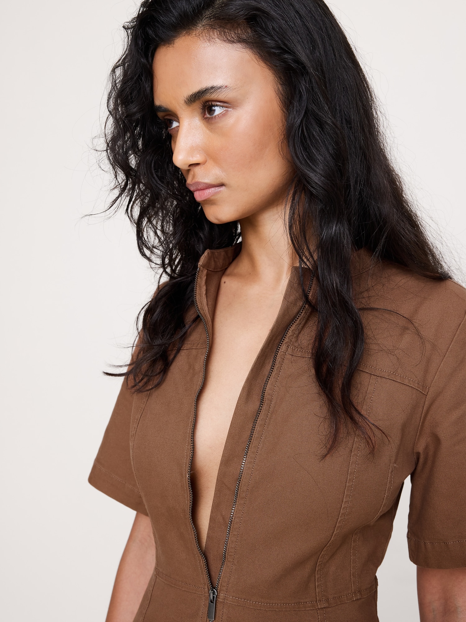 L'image numéro 8 présente Robe longue en toile de coton à glissière