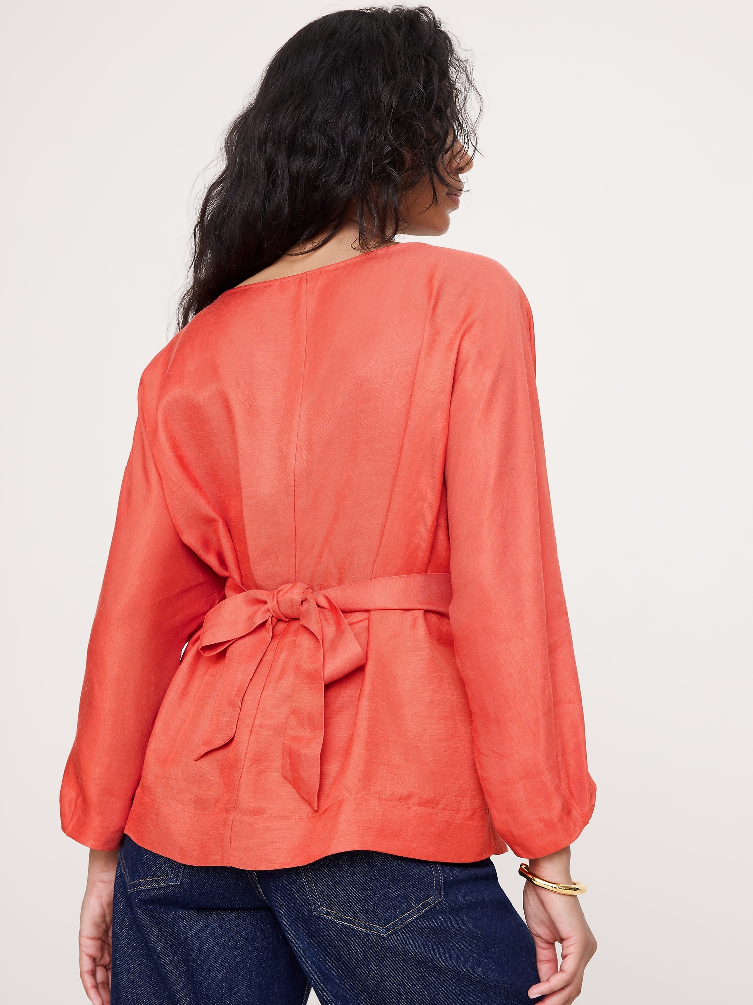 Image number 2 showing, Viscose-Linen Pleated Top