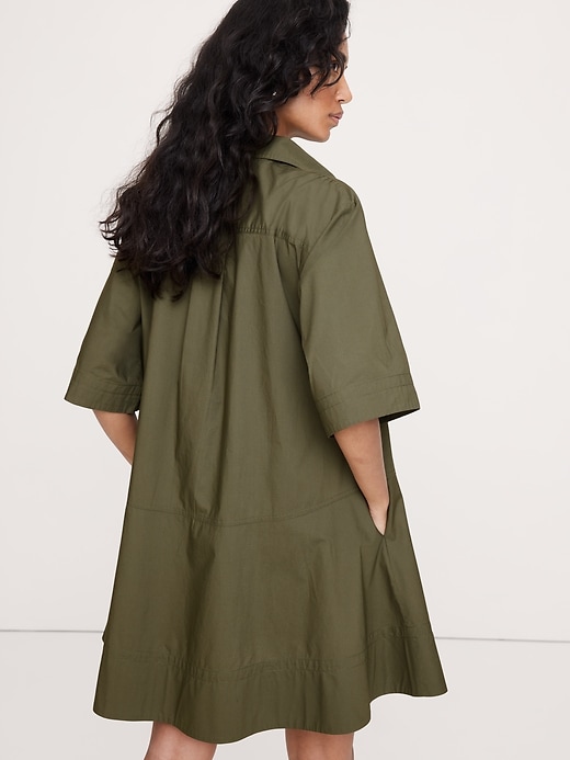 Cotton Poplin Trapeze Mini Shirt Dress | Banana Republic