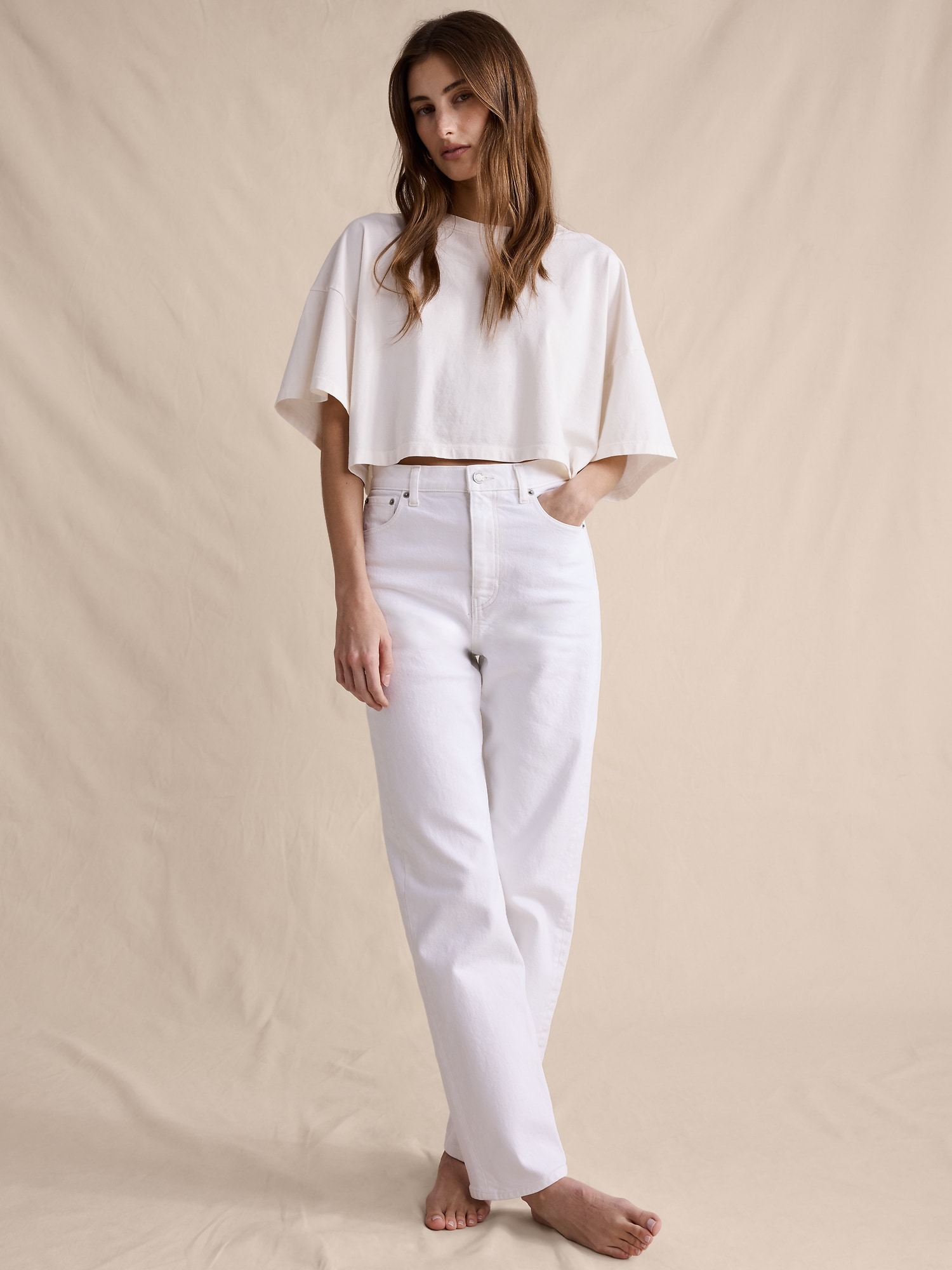 L'image numéro 4 présente Jean droit à taille haute des années 90