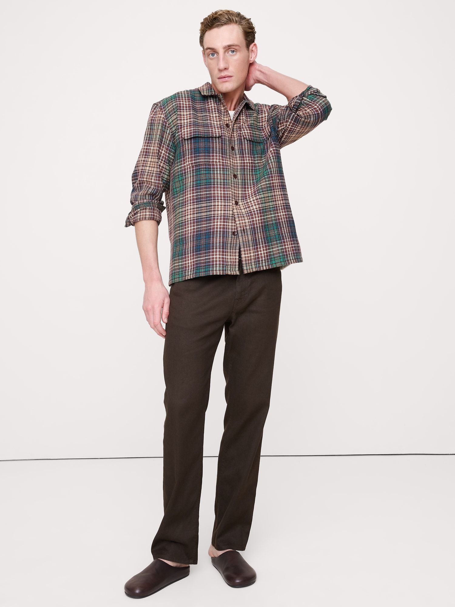 PANTALON VOYAGEUR DROIT EN LIN ET COTON