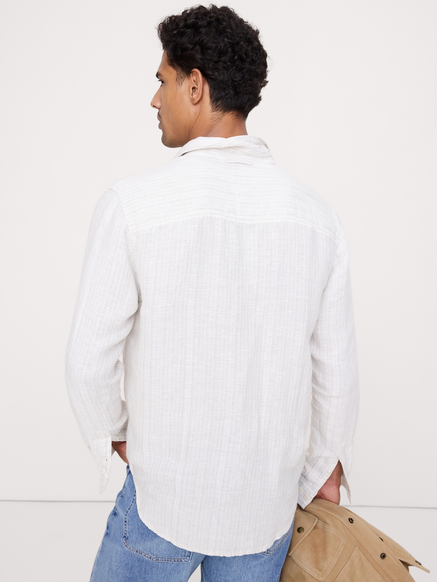Image number 4 showing, Standard-Fit Textured Linen-Cotton Shirt
