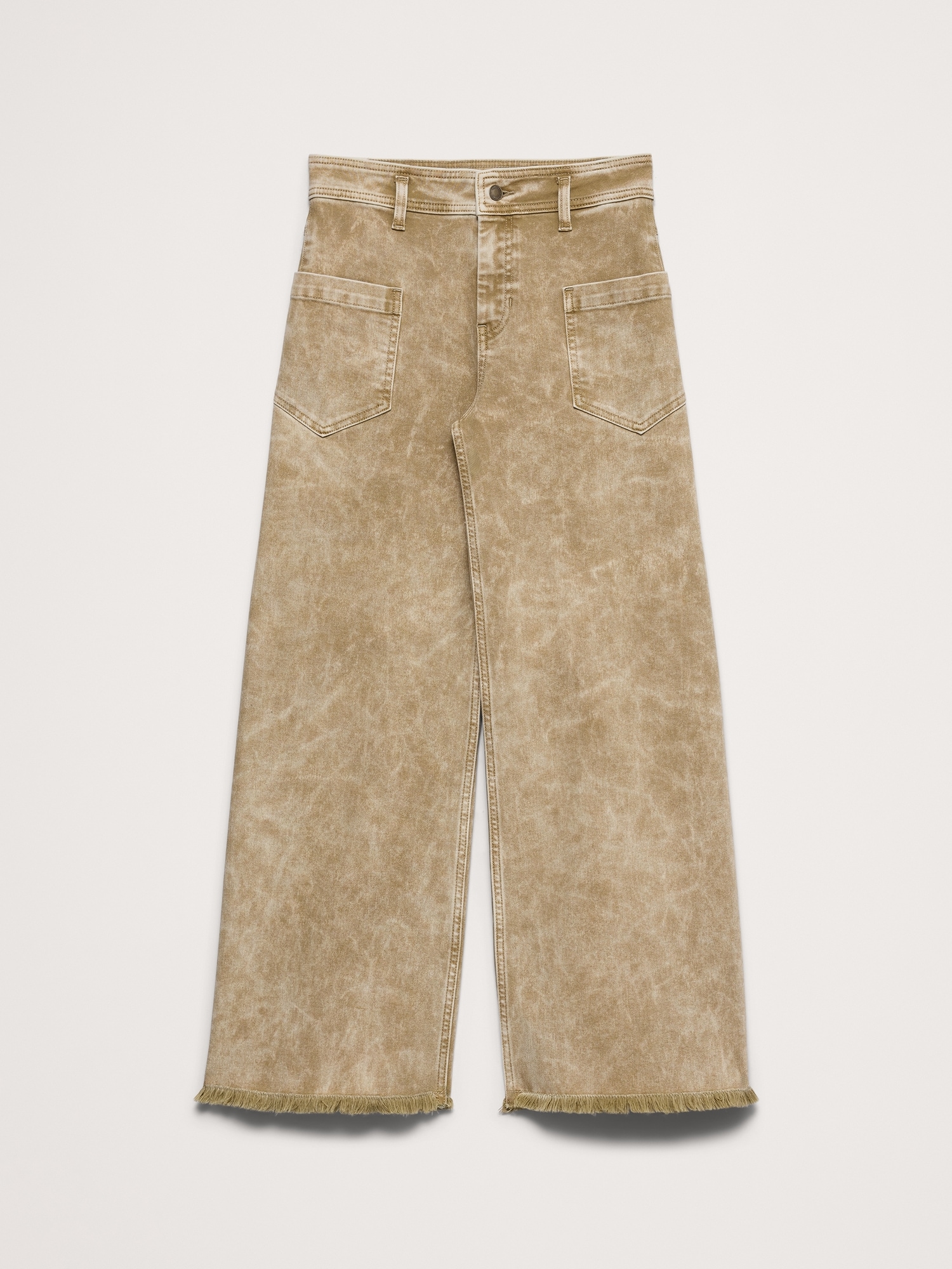 Image number 5 showing, Mid-Rise Wide-Leg Marbled Jean with Raw Hem