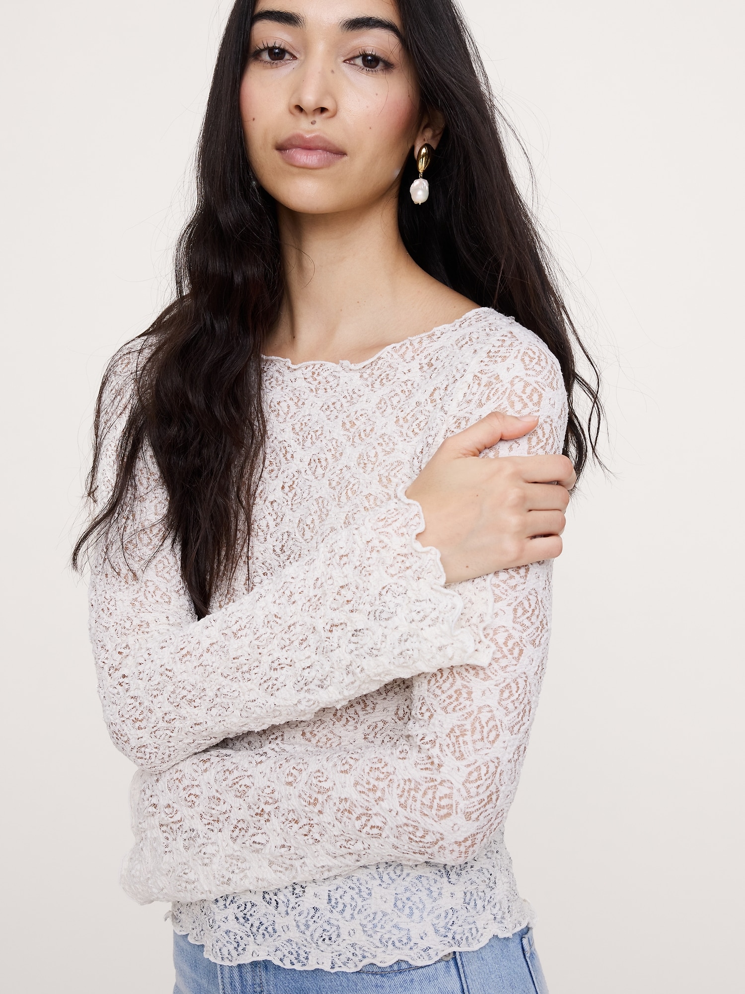 Lace Flare-Sleeve Top