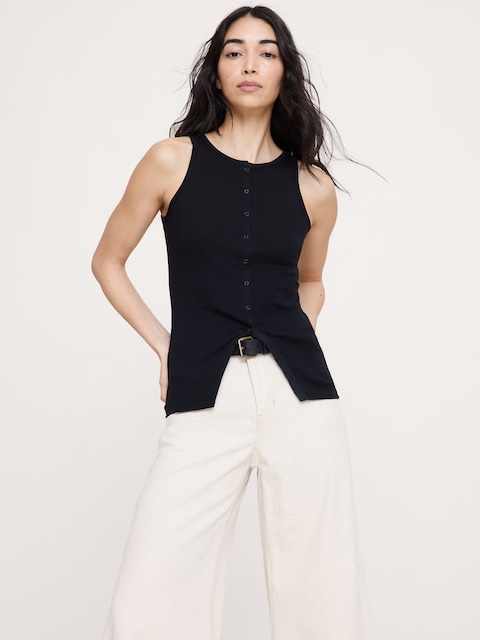 CAMISOLE À BOUTONS-PRESSION SUR LE DEVANT EN COTON LÉGER