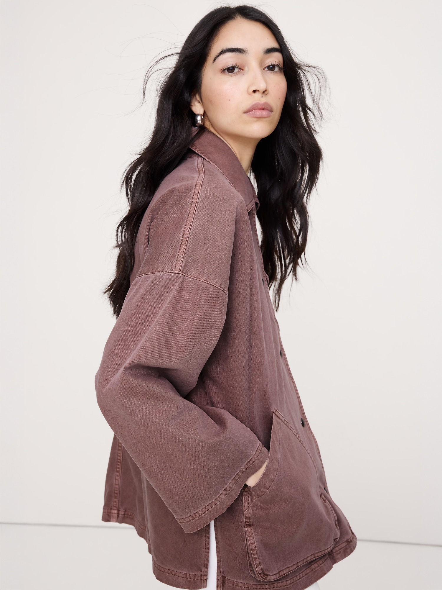 L'image numéro 3 présente Veste de travail en coton délavé