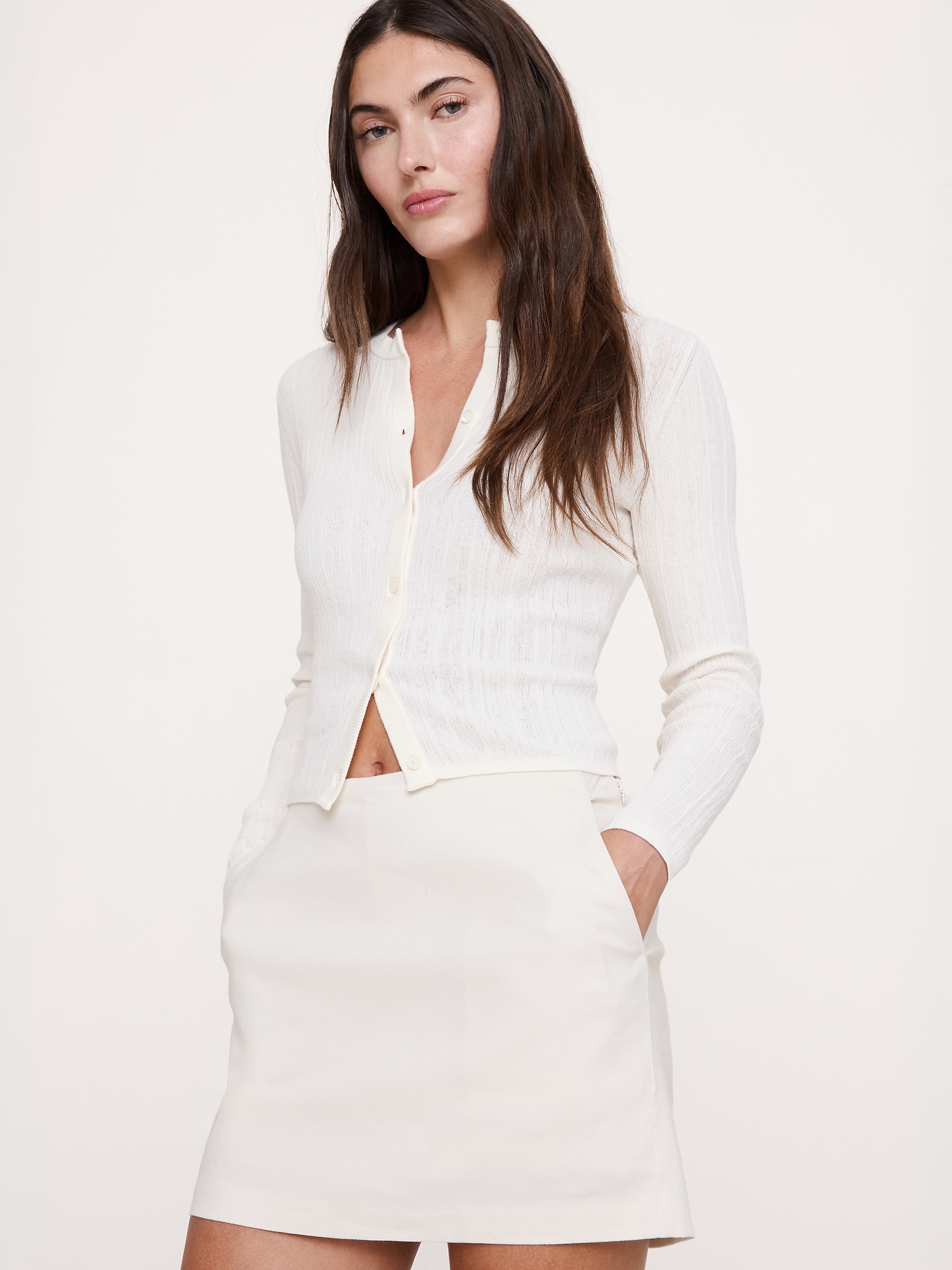 JUPE COURTE EN LIN ET VISCOSE