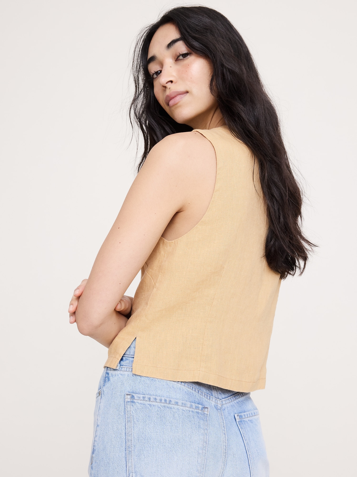 Image number 3 showing, Linen Lace-Trim Vest