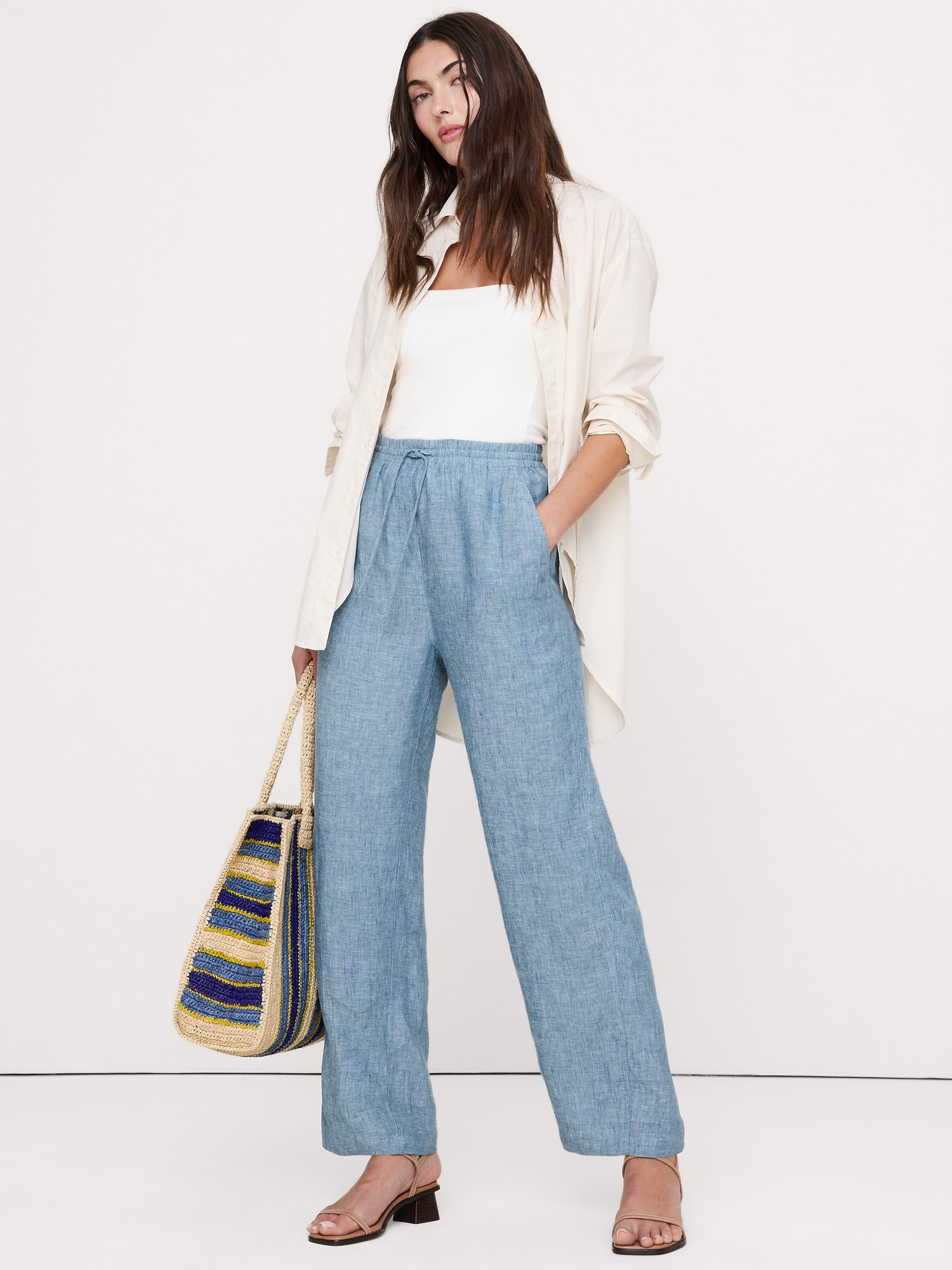 The Getaway Straight-Leg Pull-On Pant in Linen