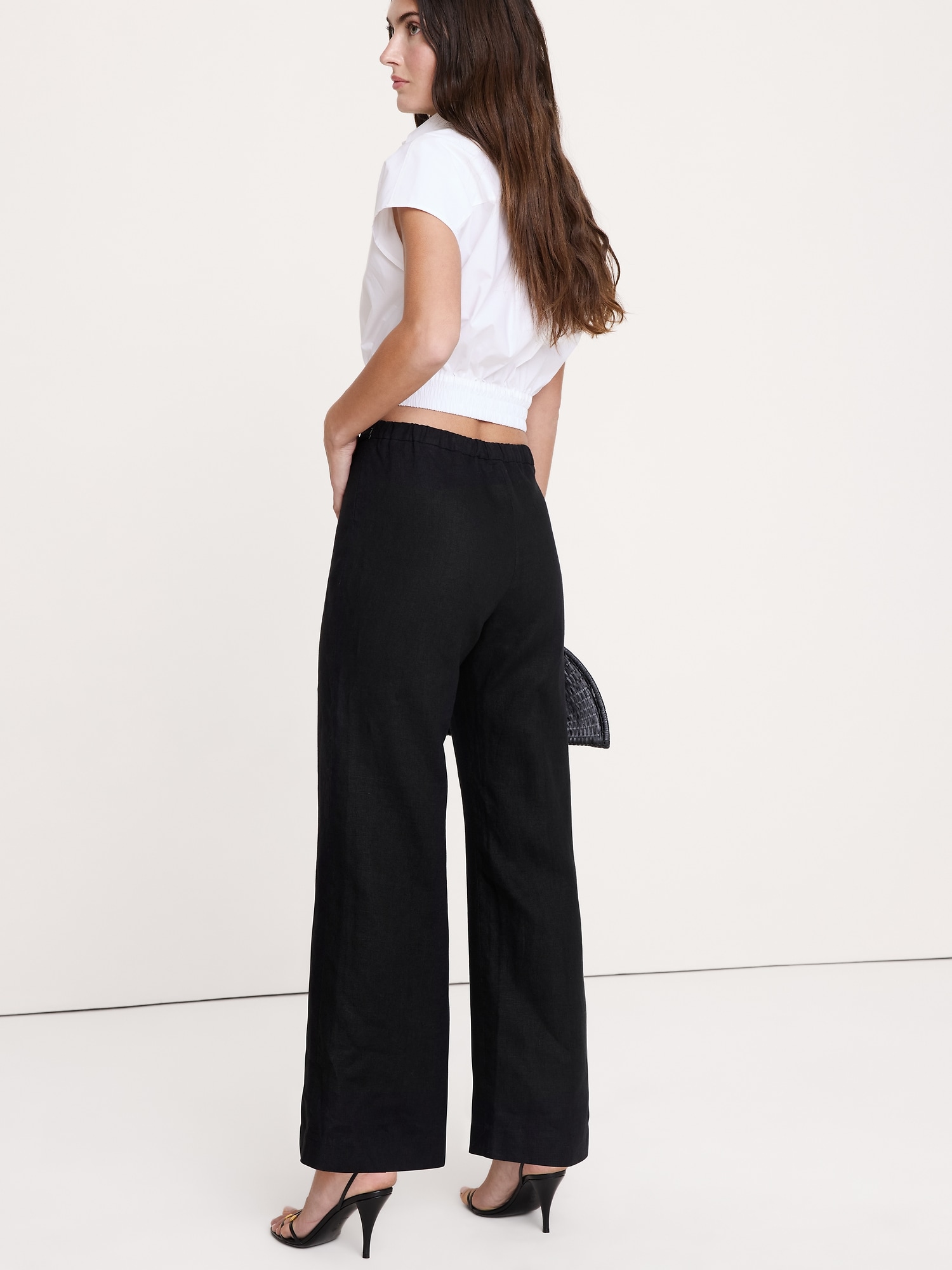 Image number 5 showing, Mid-Rise Kick-Flare Linen Ankle Pant