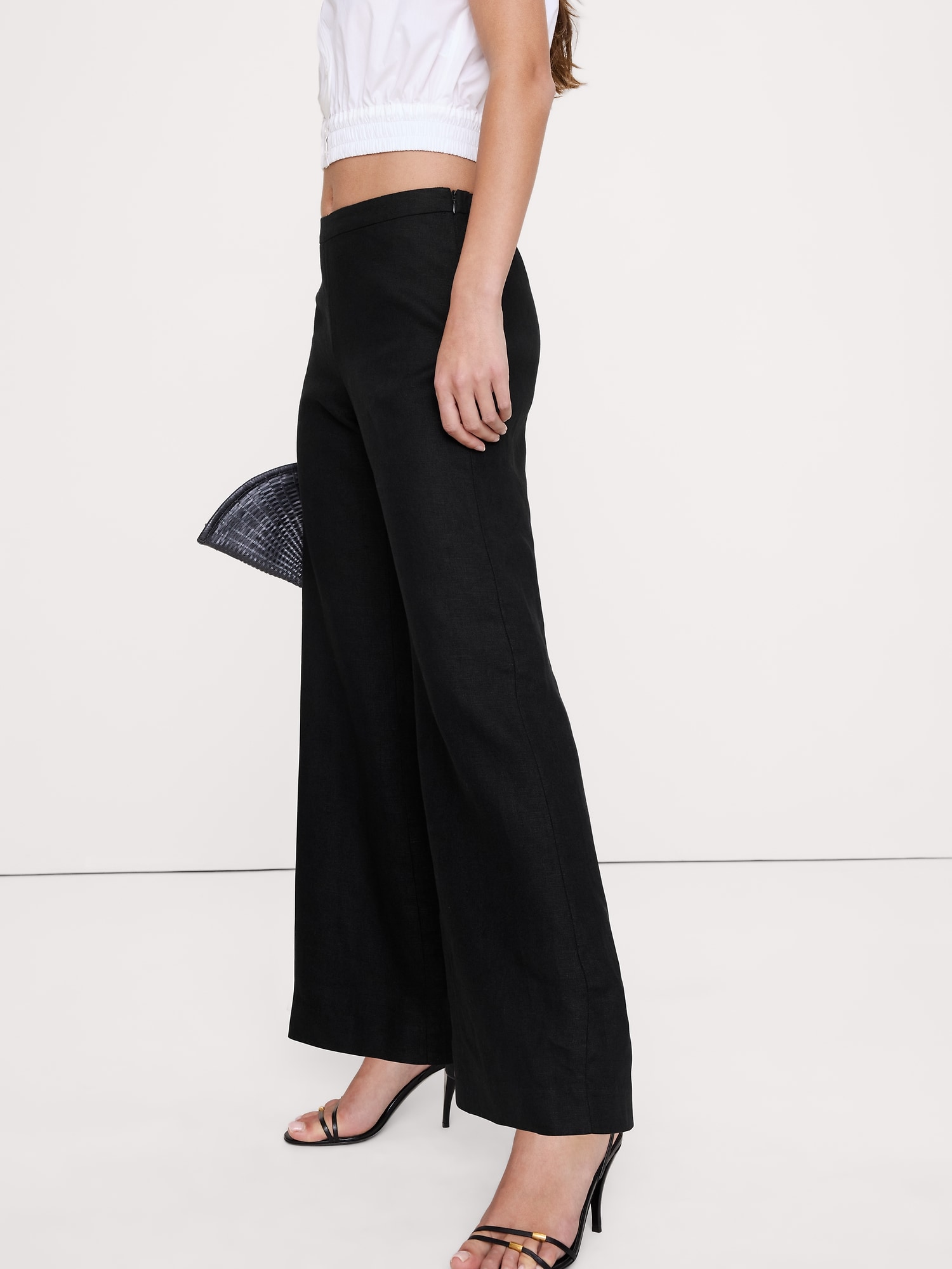 Image number 6 showing, Mid-Rise Kick-Flare Linen Ankle Pant