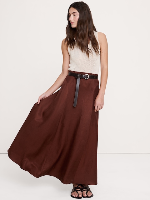 JUPE LONGUE EN LIN ET VISCOSE