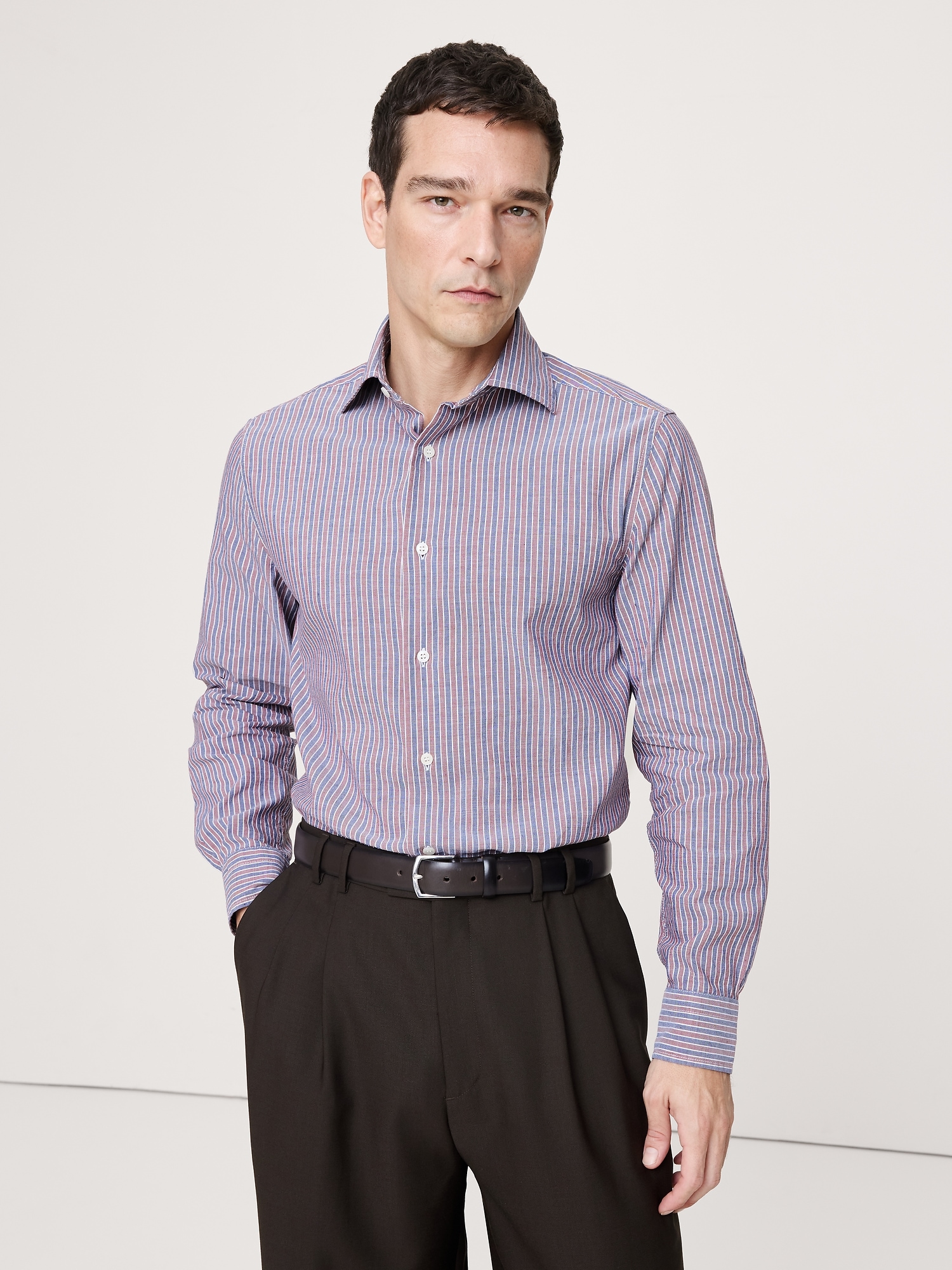 Slim-Fit Linen-Cotton Dress Shirt