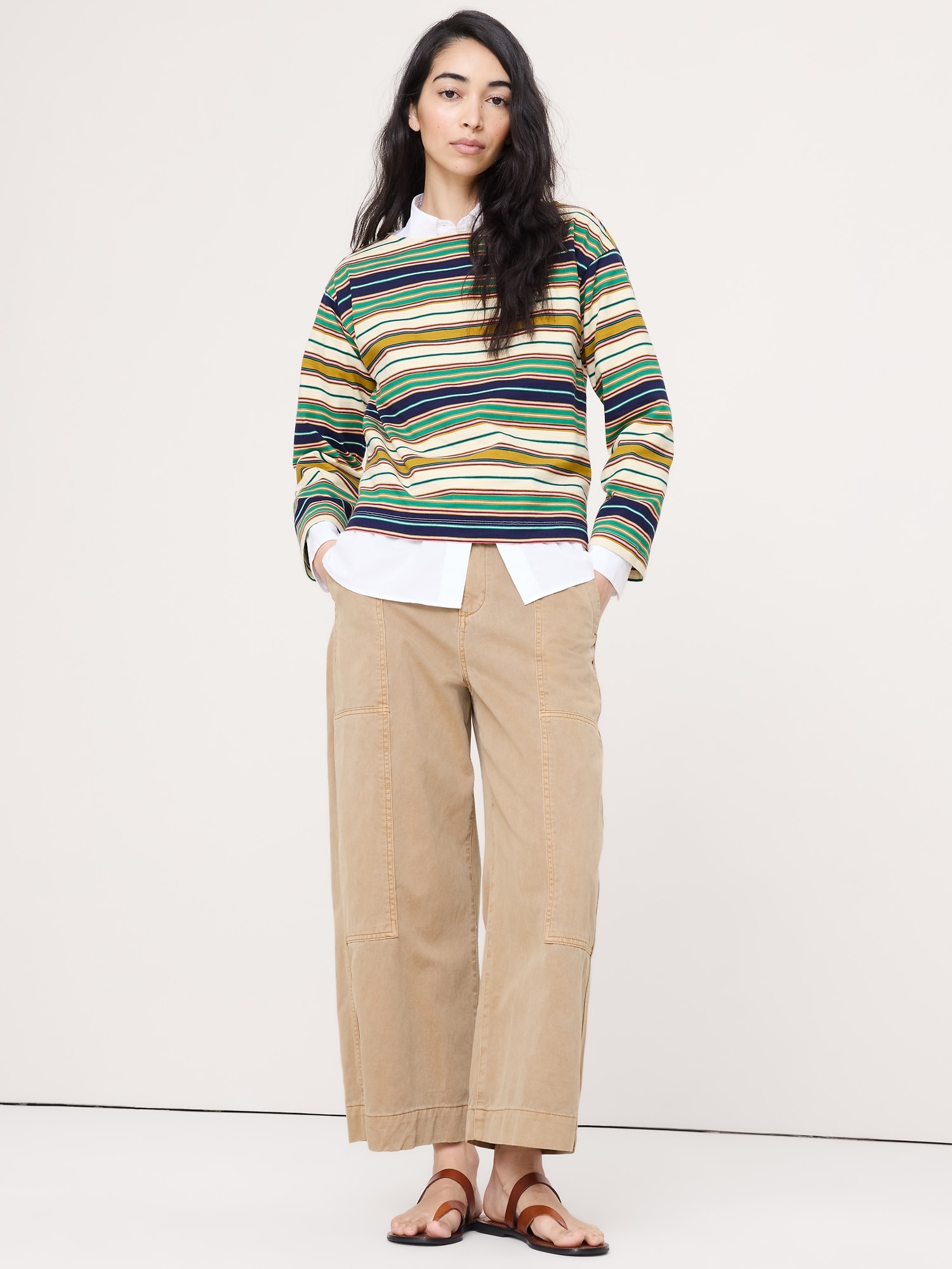 T-SHIRT DÉCONTRACTÉ À ENCOLURE BATEAU EN COTON