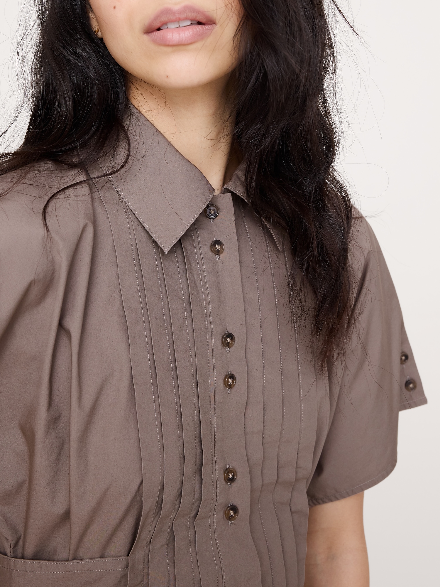 L'image numéro 3 présente Haut à plis en popeline de coton