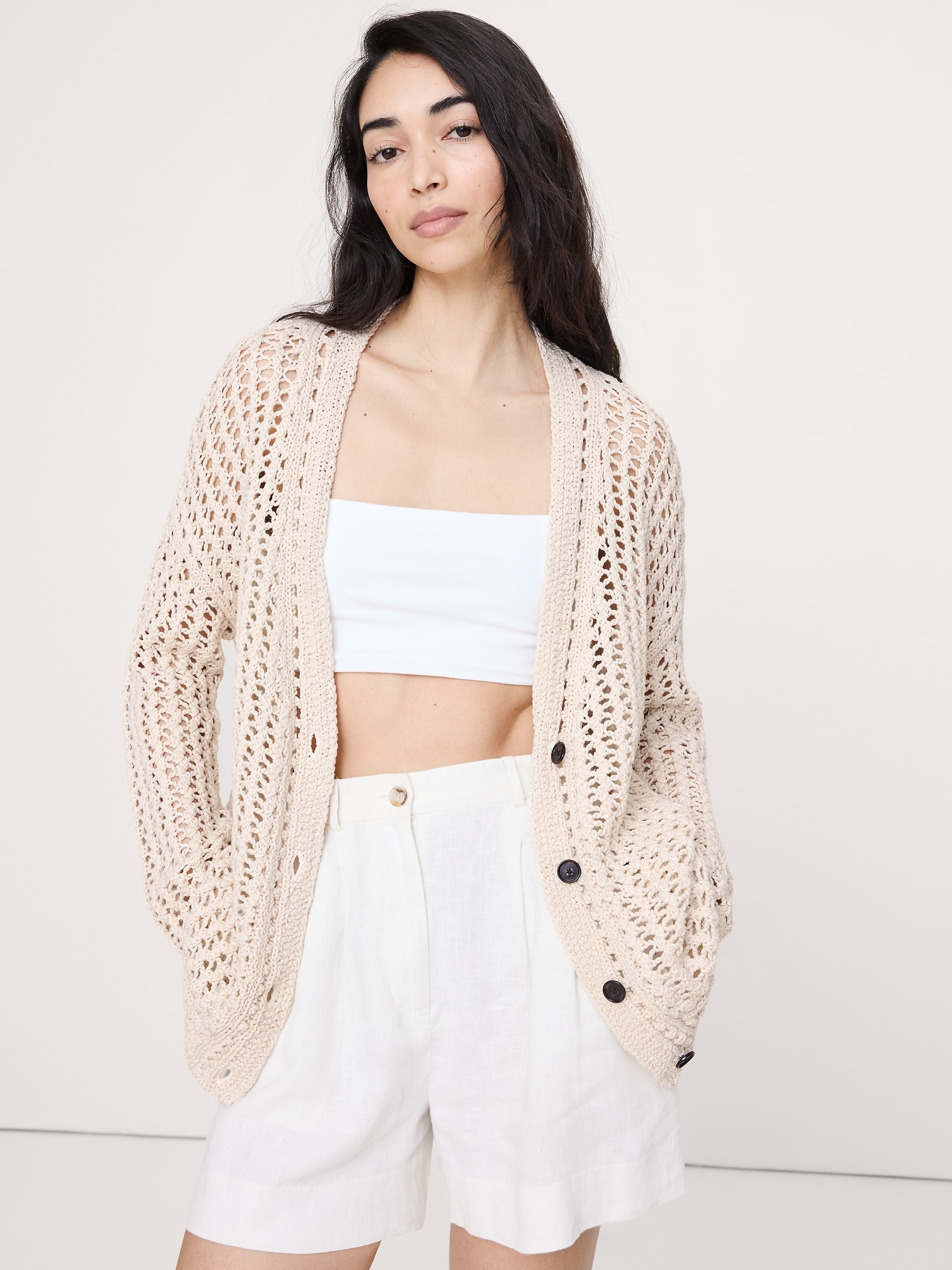 Image number 1 showing, Cotton Crochet Cardigan