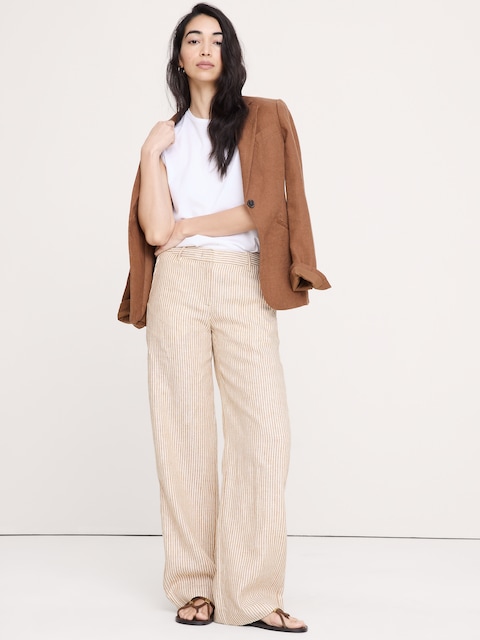 PANTALON À JAMBE LARGE DE TOUS LES JOURS EN LIN