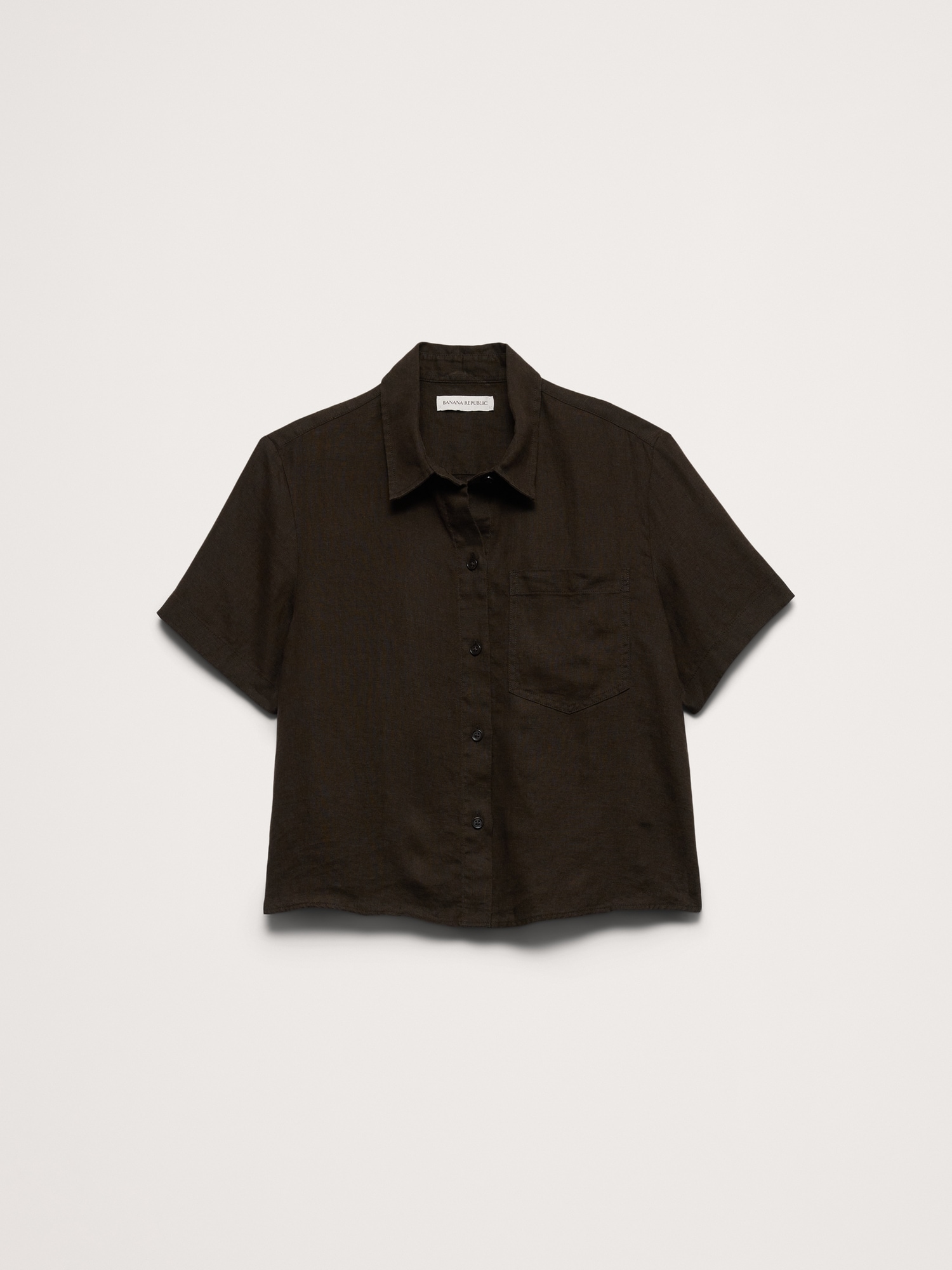 L'image numéro 6 présente Chemisier court et droit en lin