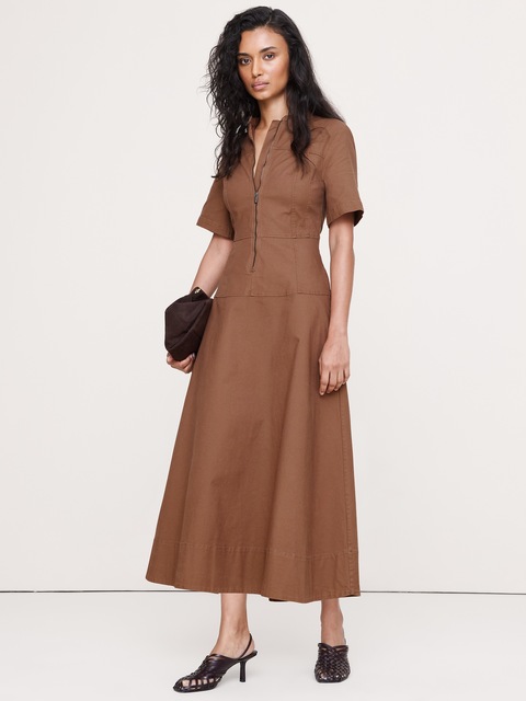 ROBE EN TOILE DE COTON À GLISSIÈRE