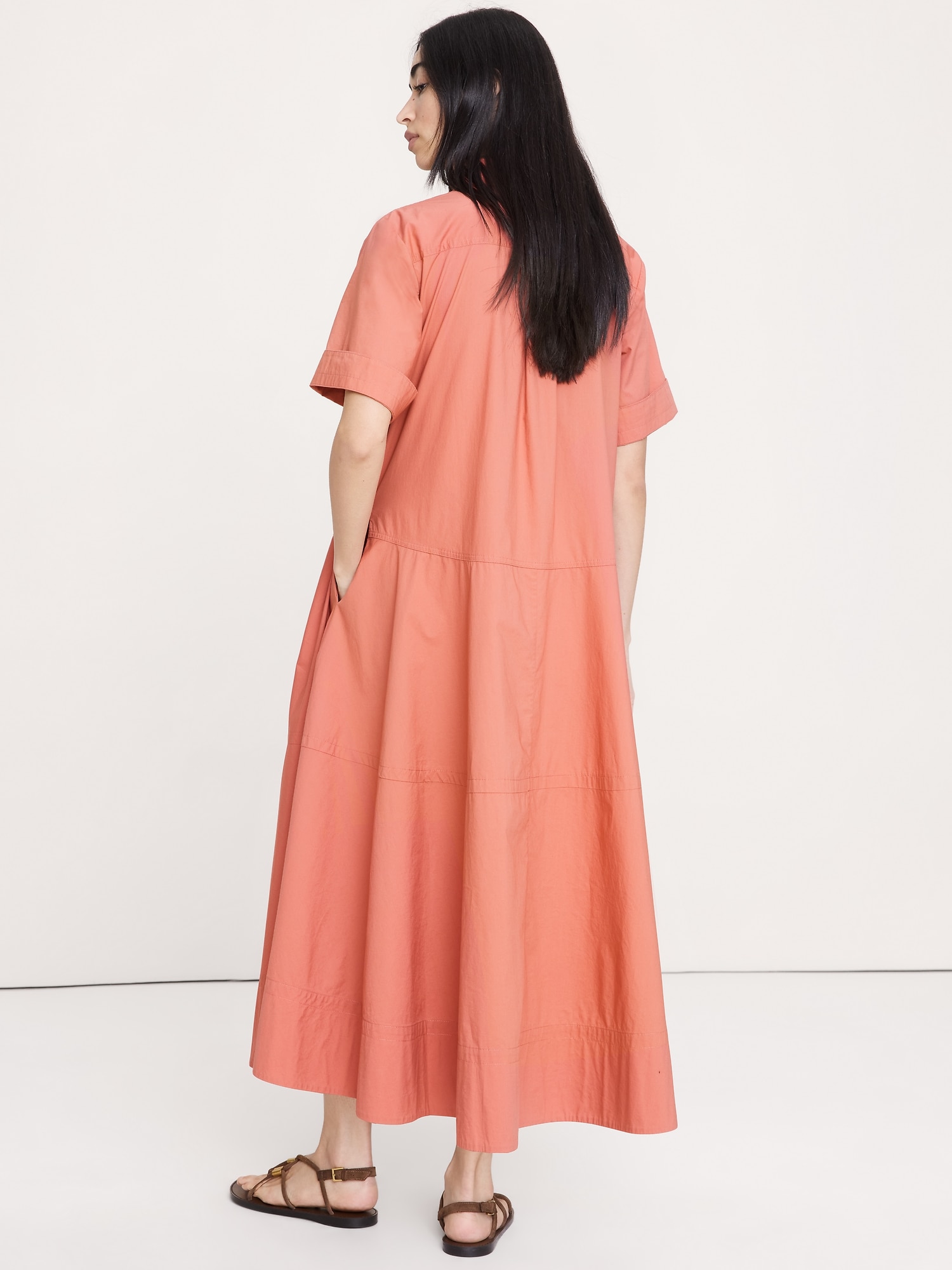 Image number 8 showing, Cotton Poplin Trapeze Maxi Shirt Dress