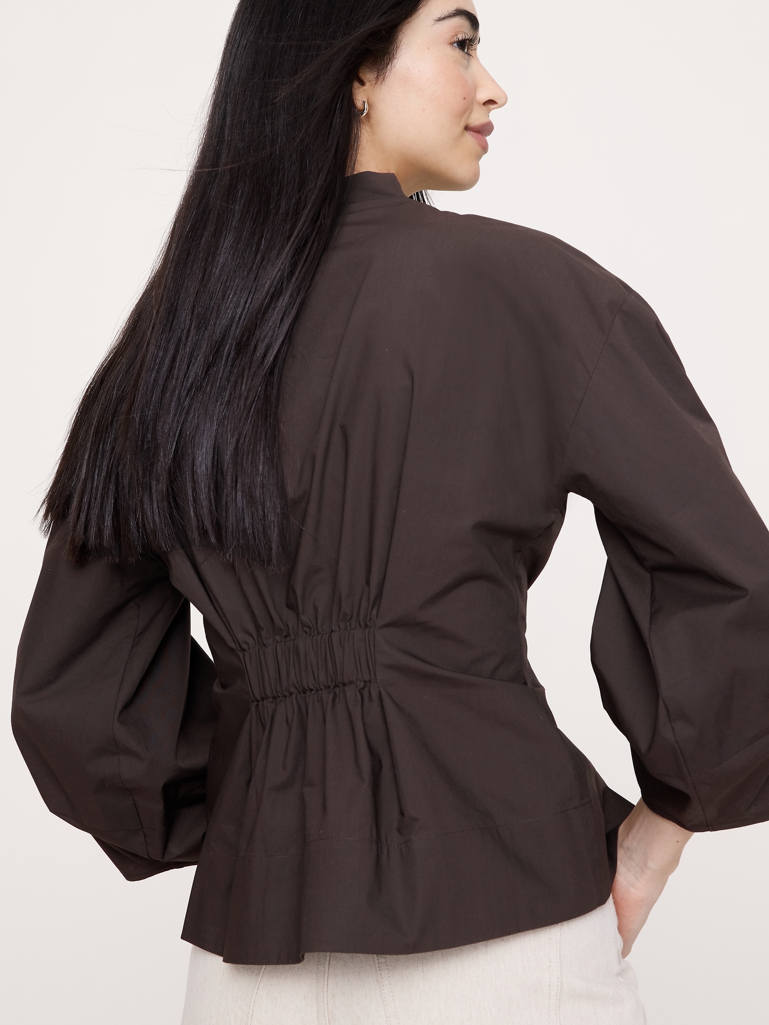 L'image numéro 2 présente Chemisier en popeline de coton à taille cintrée