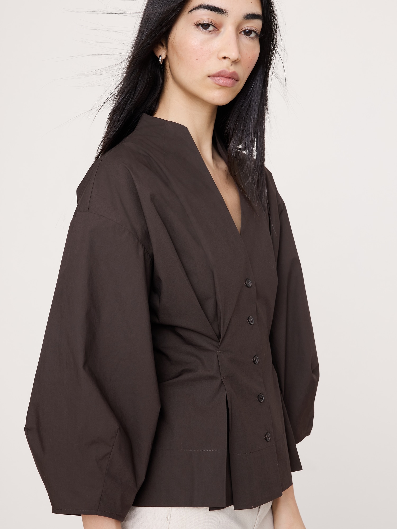 L'image numéro 3 présente Chemisier en popeline de coton à taille cintrée