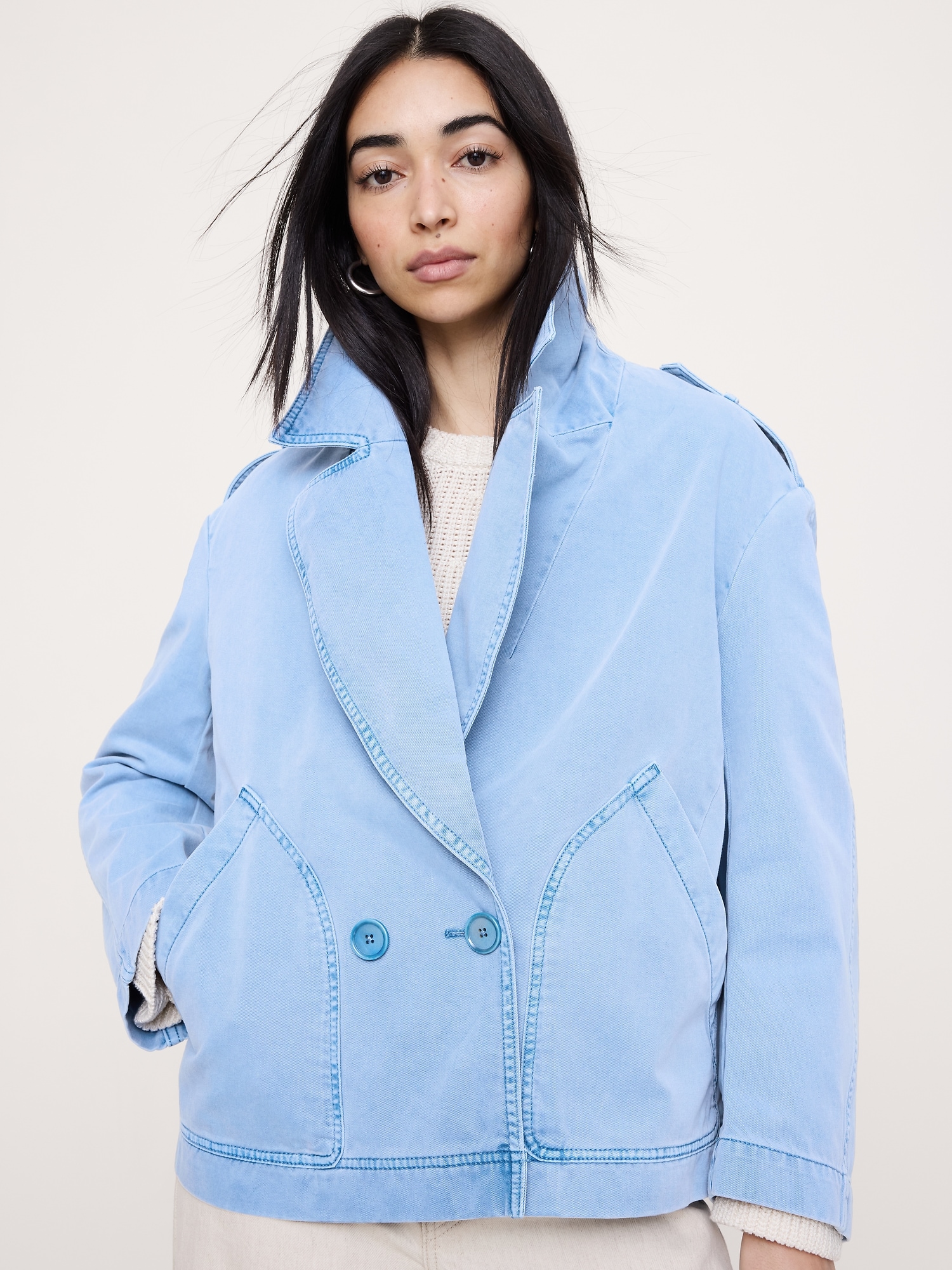 L'image numéro 4 présente Caban en sergé de coton