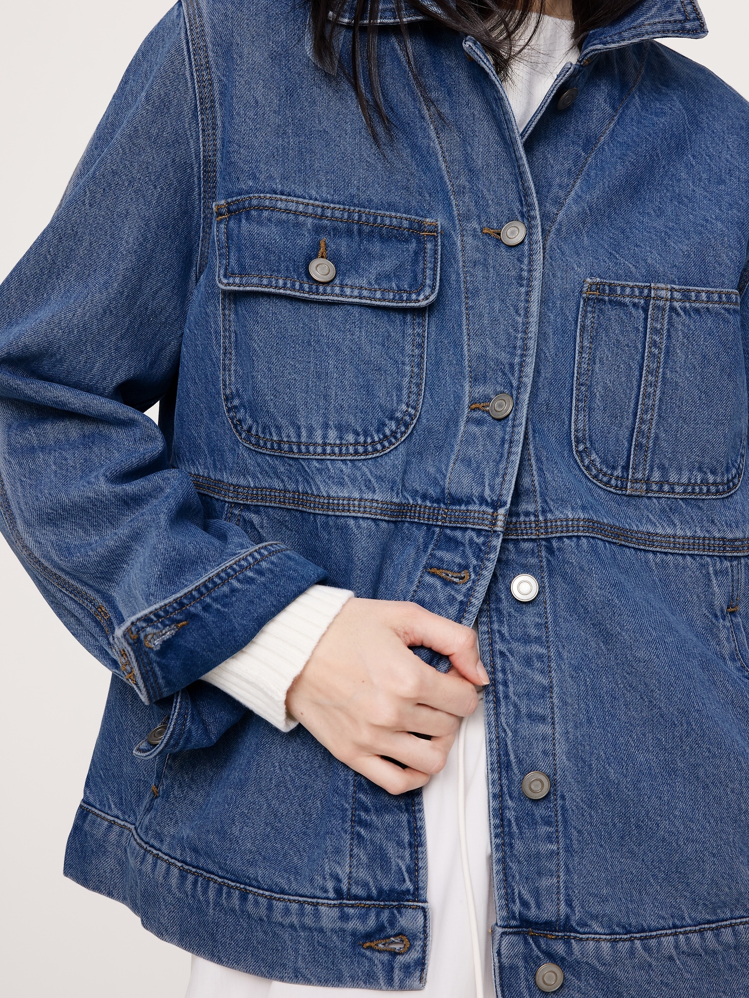 L'image numéro 4 présente Veste utilitaire en denim léger