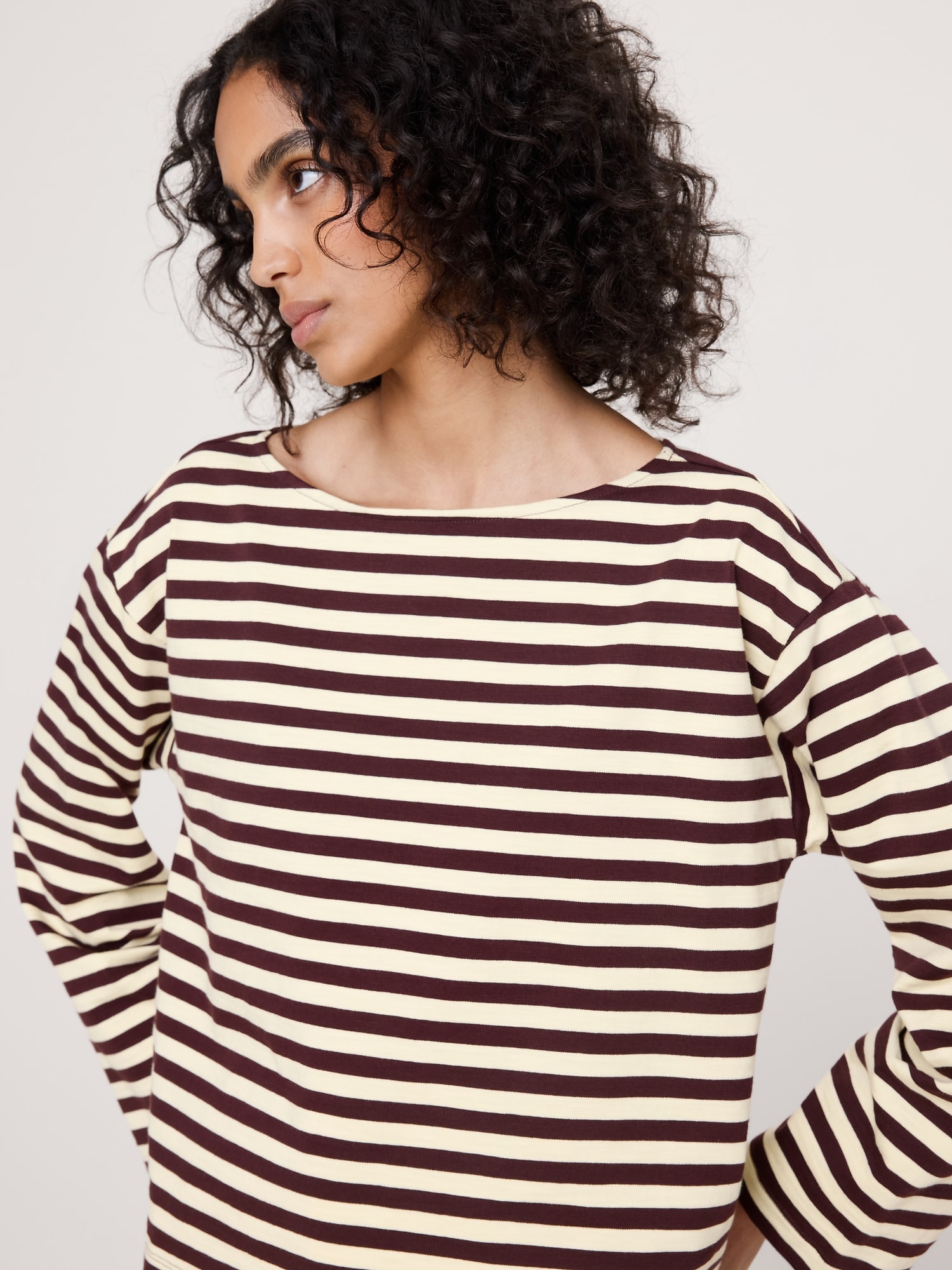 Image number 3 showing, Relaxed Cotton Boat-Neck Top
