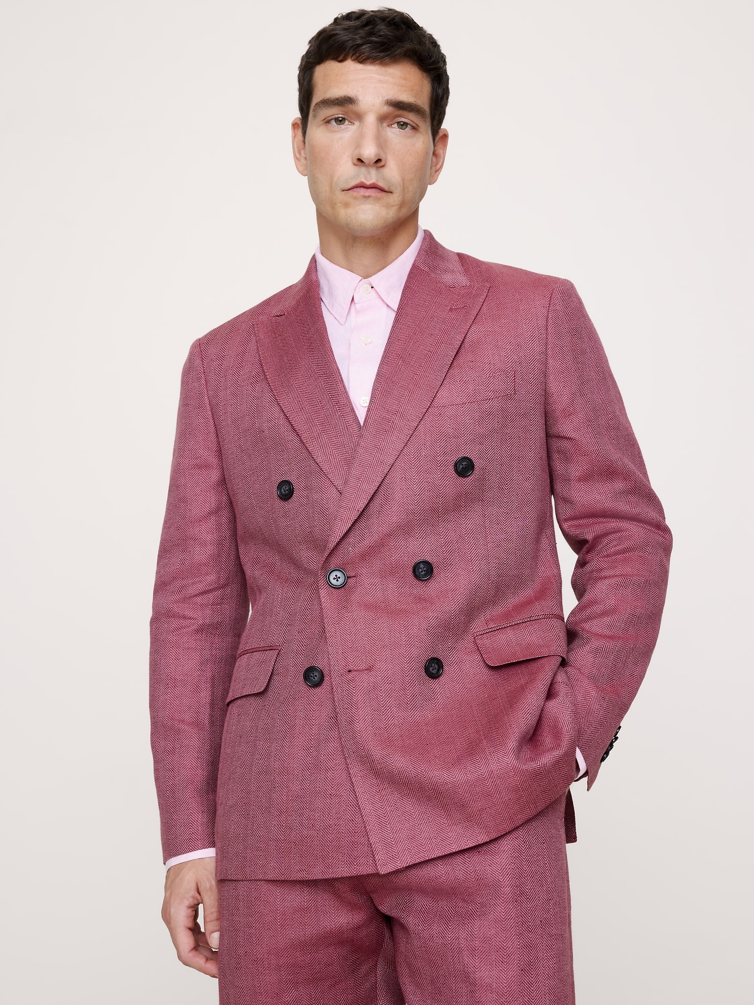 Image number 4 showing, Double-Breasted Linen-Merino Suit Jacket