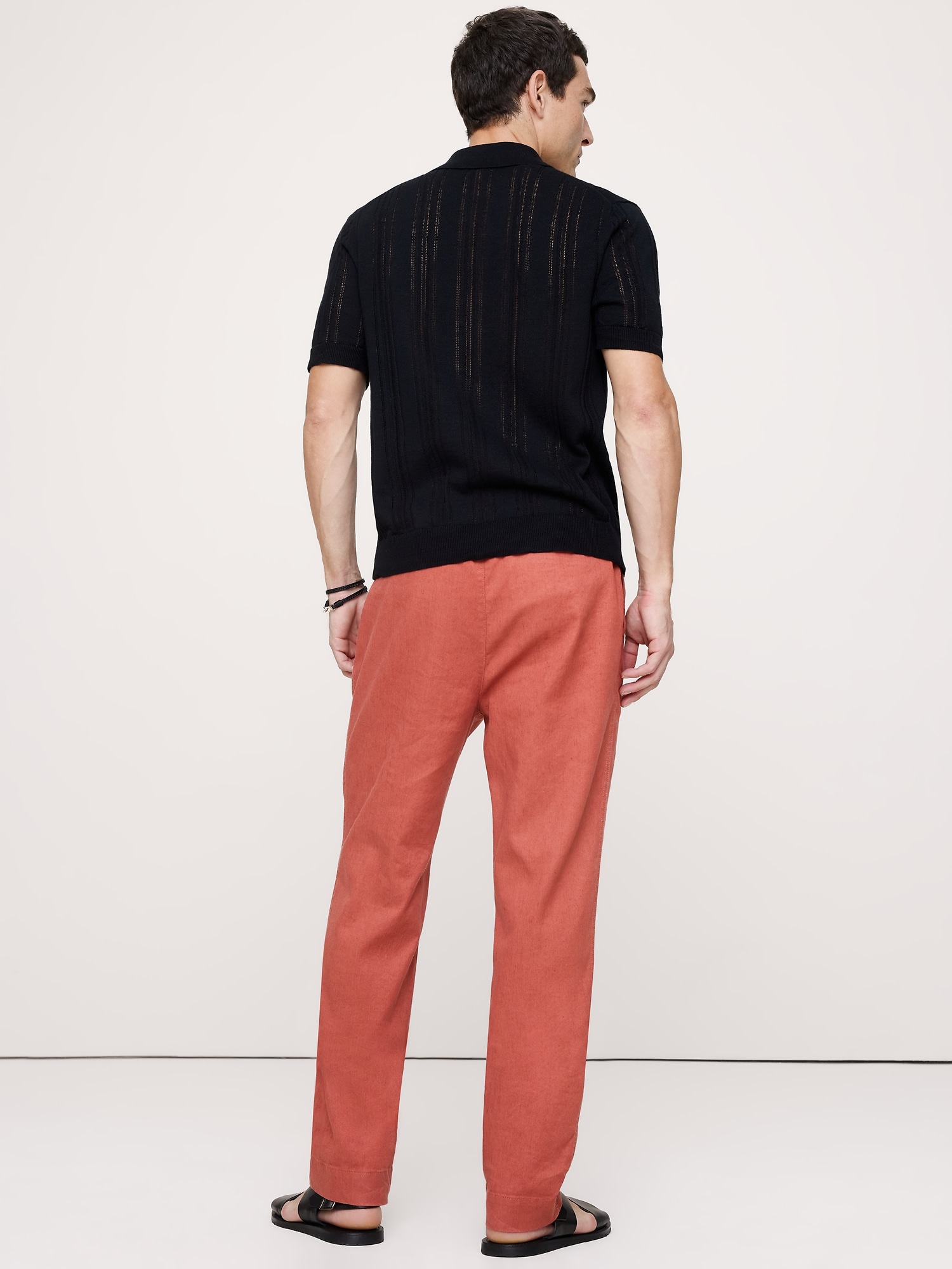 Image number 8 showing, Straight Italian Linen-Cotton Pull-On Pant
