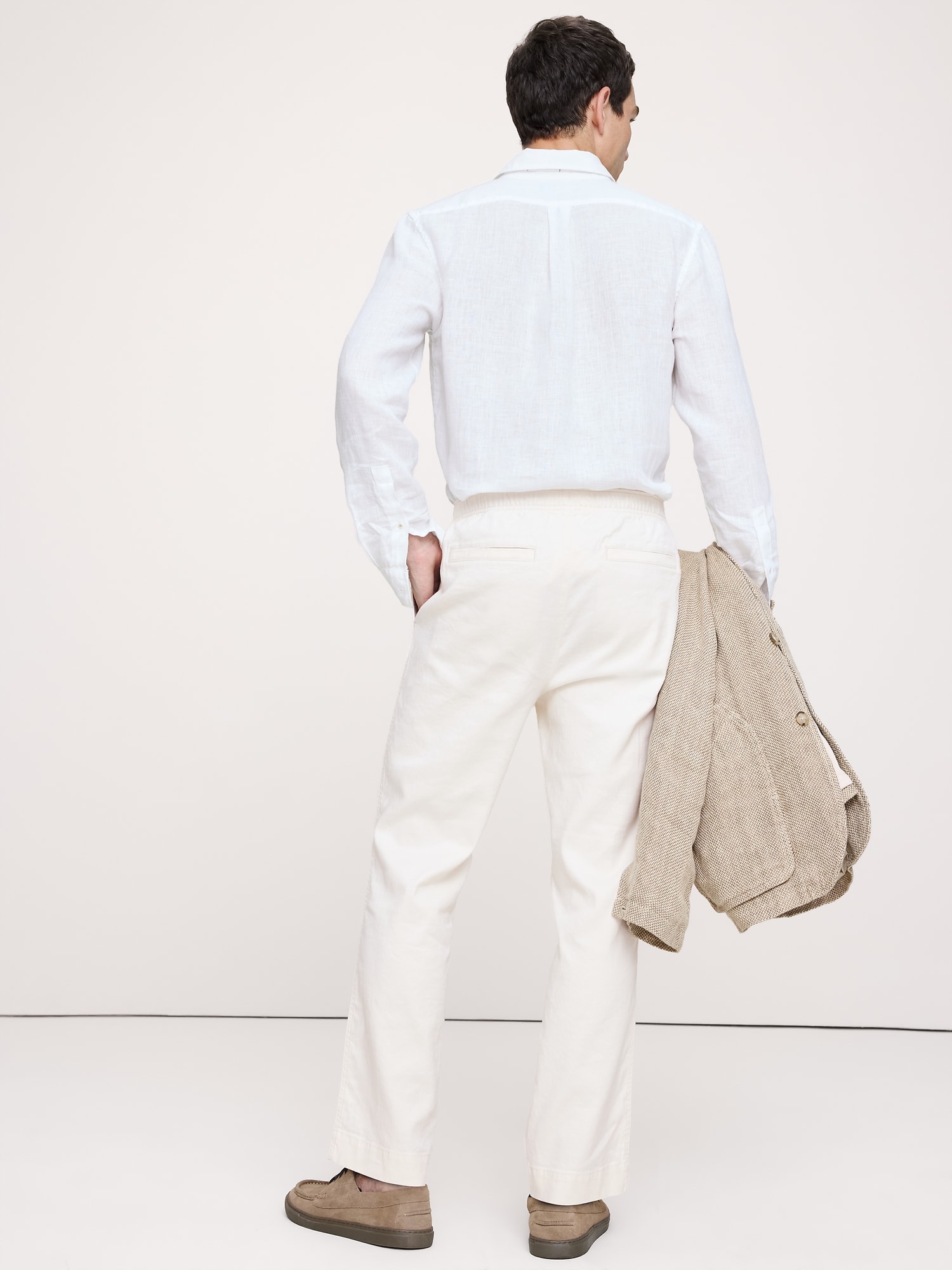 Image number 5 showing, Straight Italian Linen-Cotton Pull-On Pant
