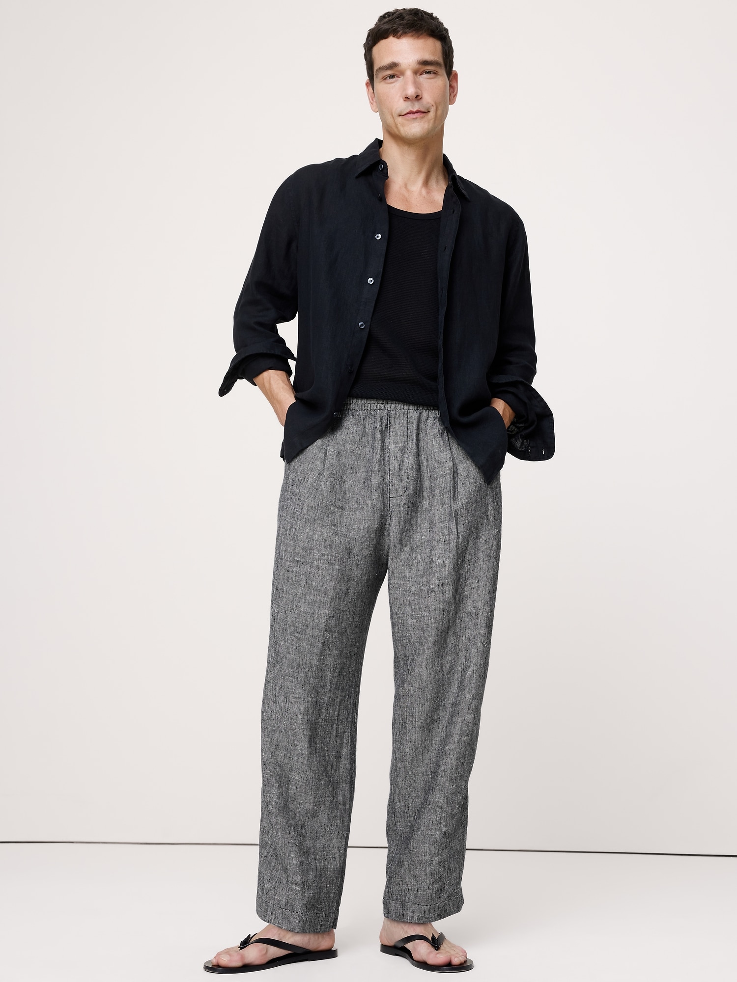 Loose Linen Pull-on Beach Pant
