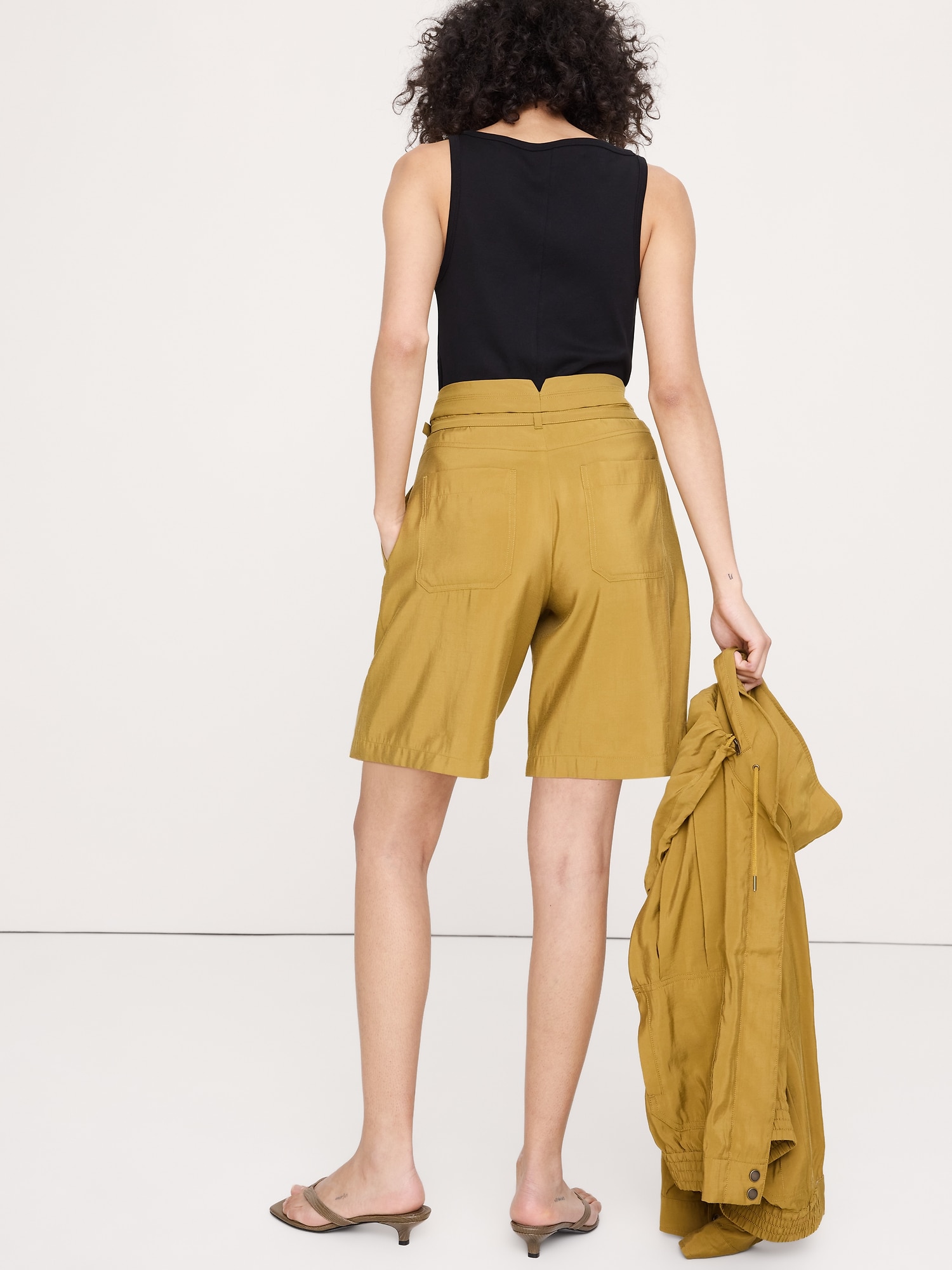 Image number 2 showing, Belted Bermuda Short in Luster Twill