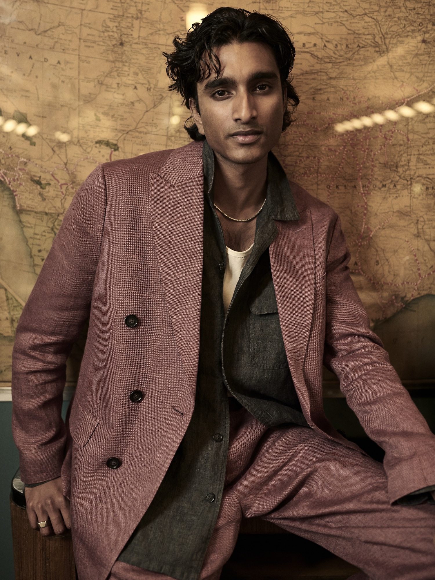 Image number 8 showing, Double-Breasted Linen-Merino Suit Jacket