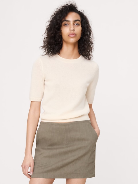 JUPE COURTE EN LIN ET VISCOSE
