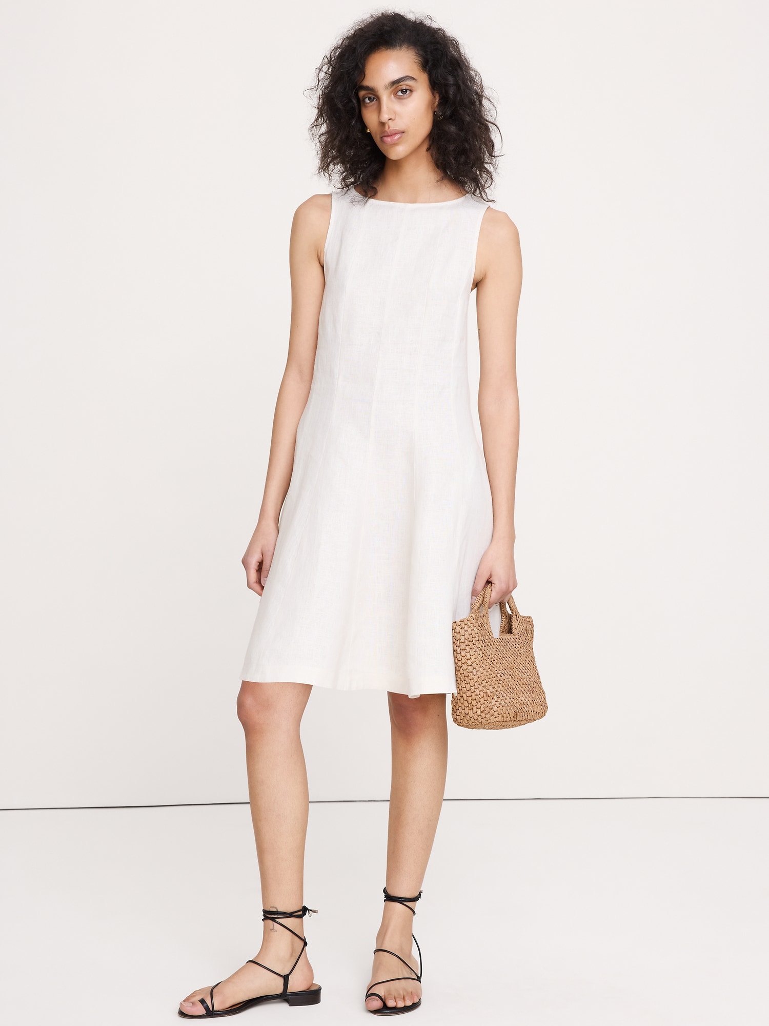 Image number 1 showing, Paneled Linen Mini Dress